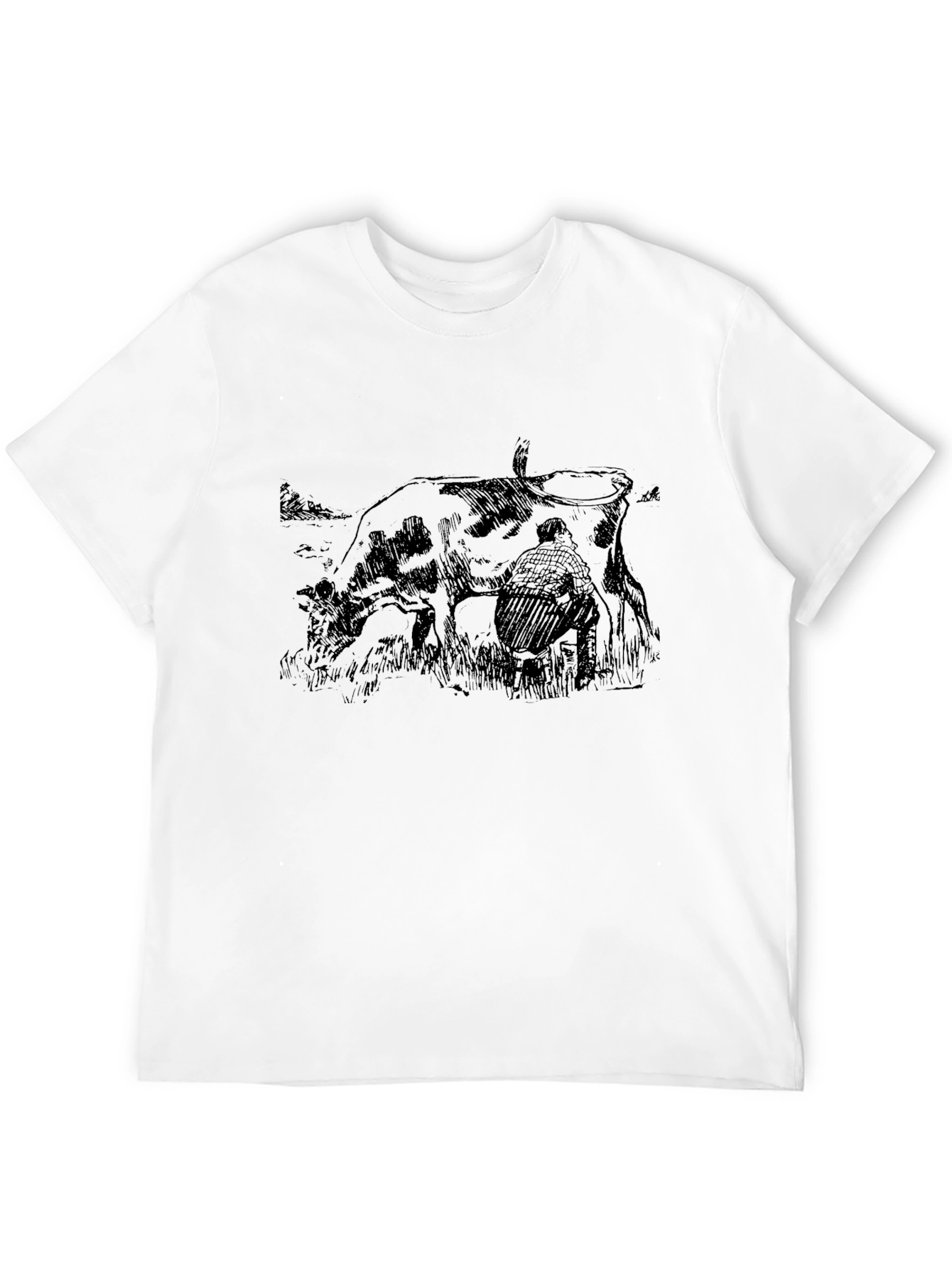 Black T-Shirt with Farm Scene Graphic