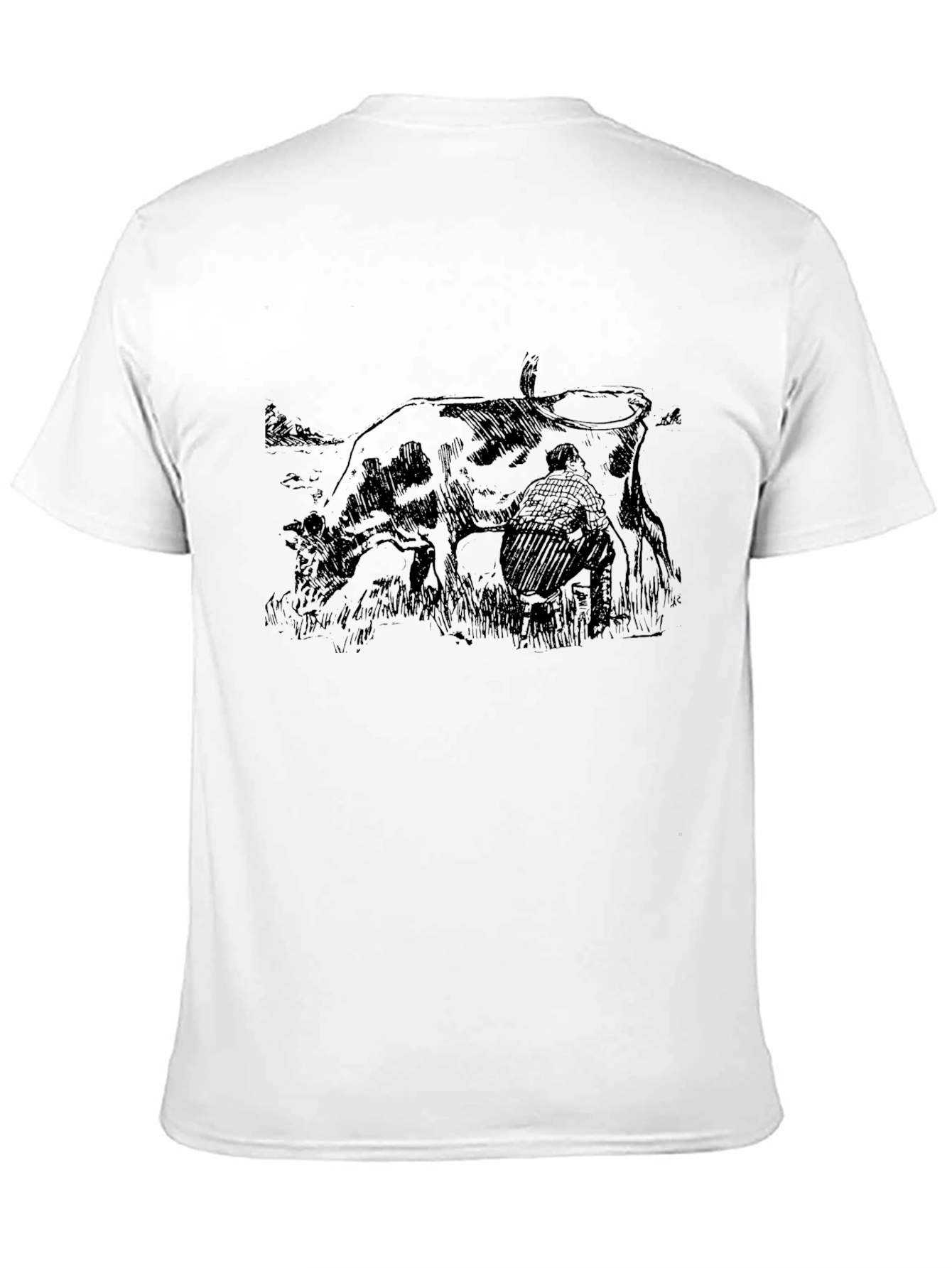 Black T-Shirt with Farm Scene Graphic