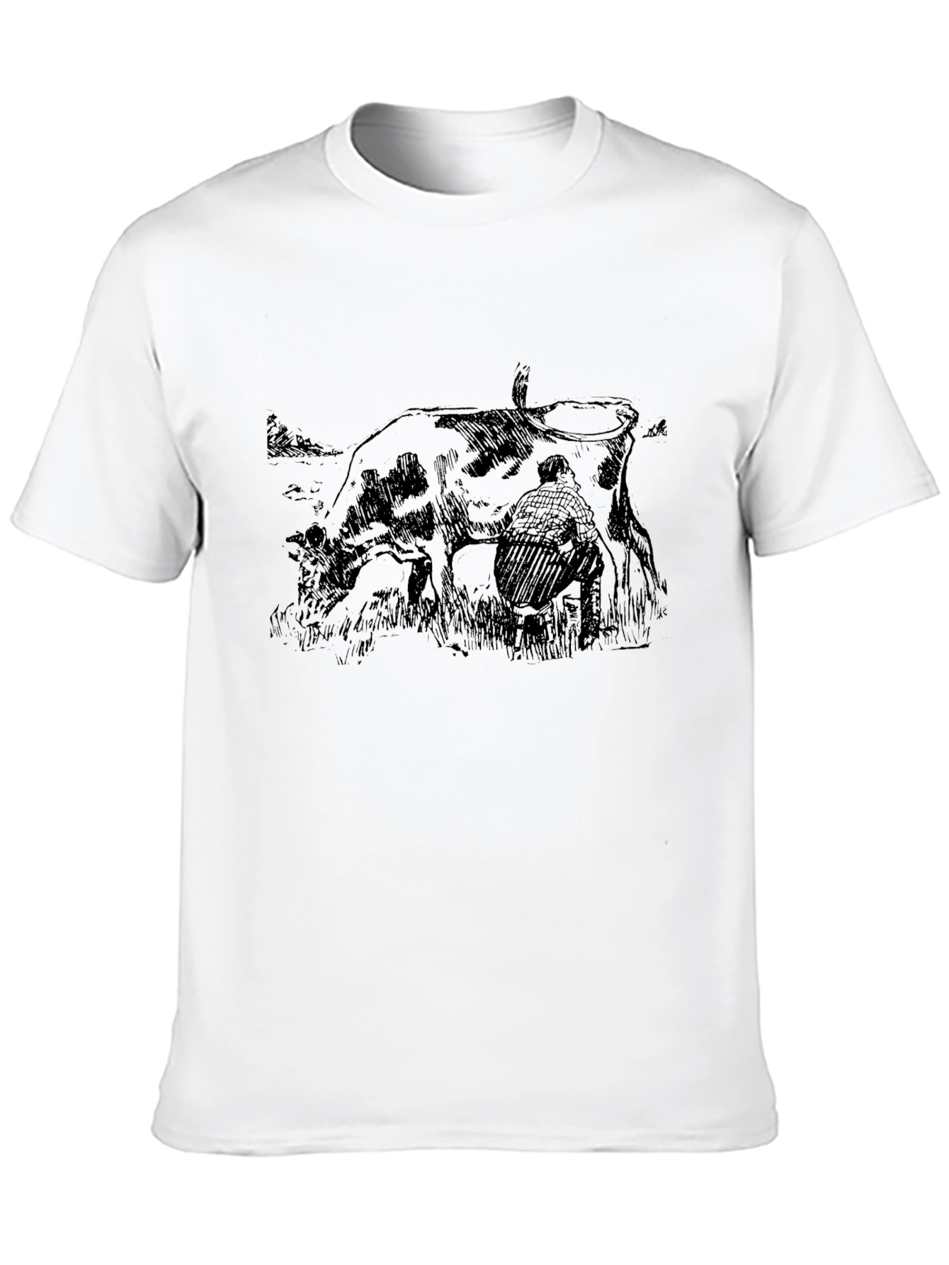 Black T-Shirt with Farm Scene Graphic