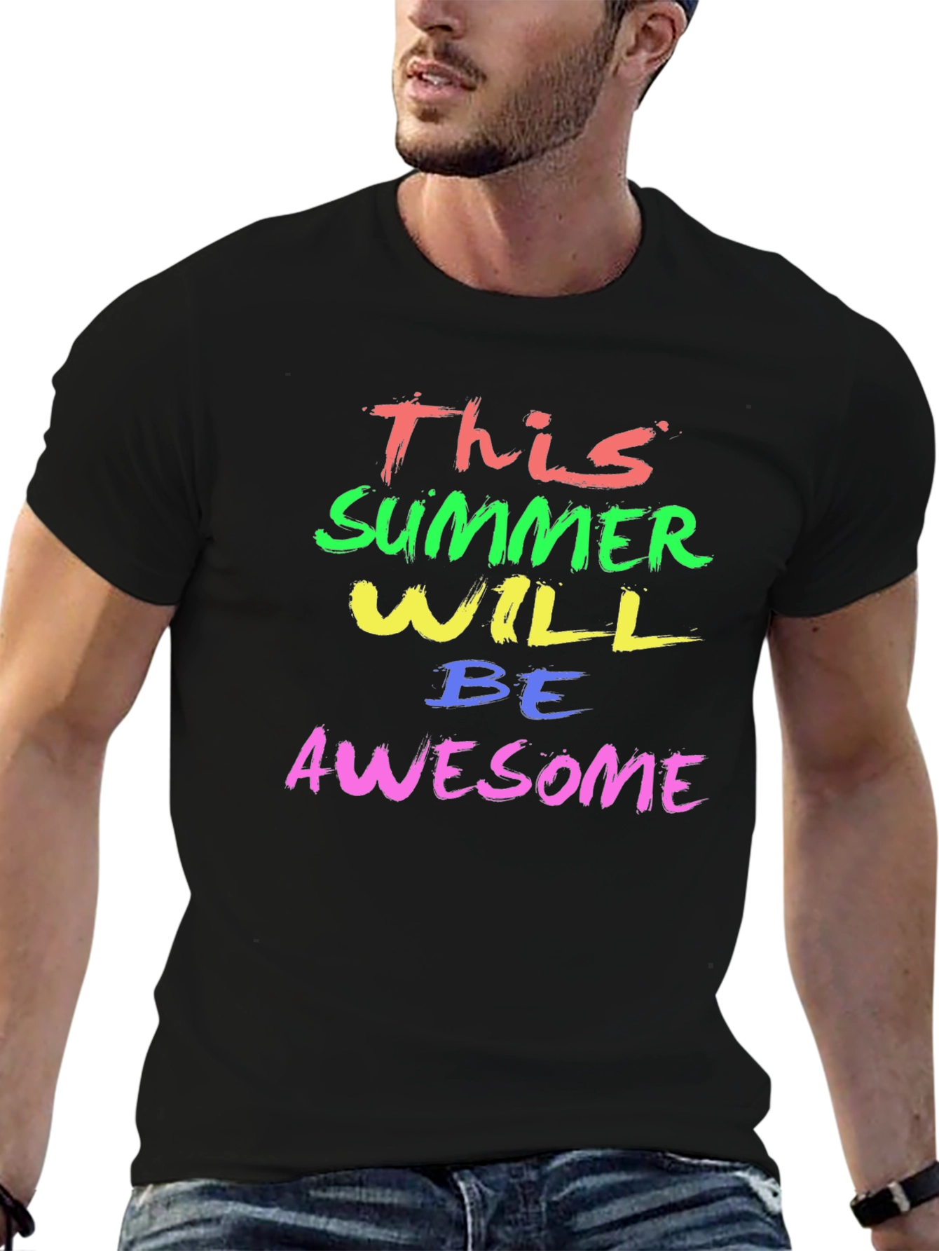 Awesome Summer Graphic Tee - Trendy Mens T-Shirt