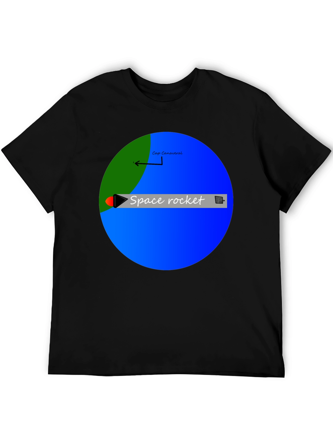 Space Rocket Graphic Black T-Shirt
