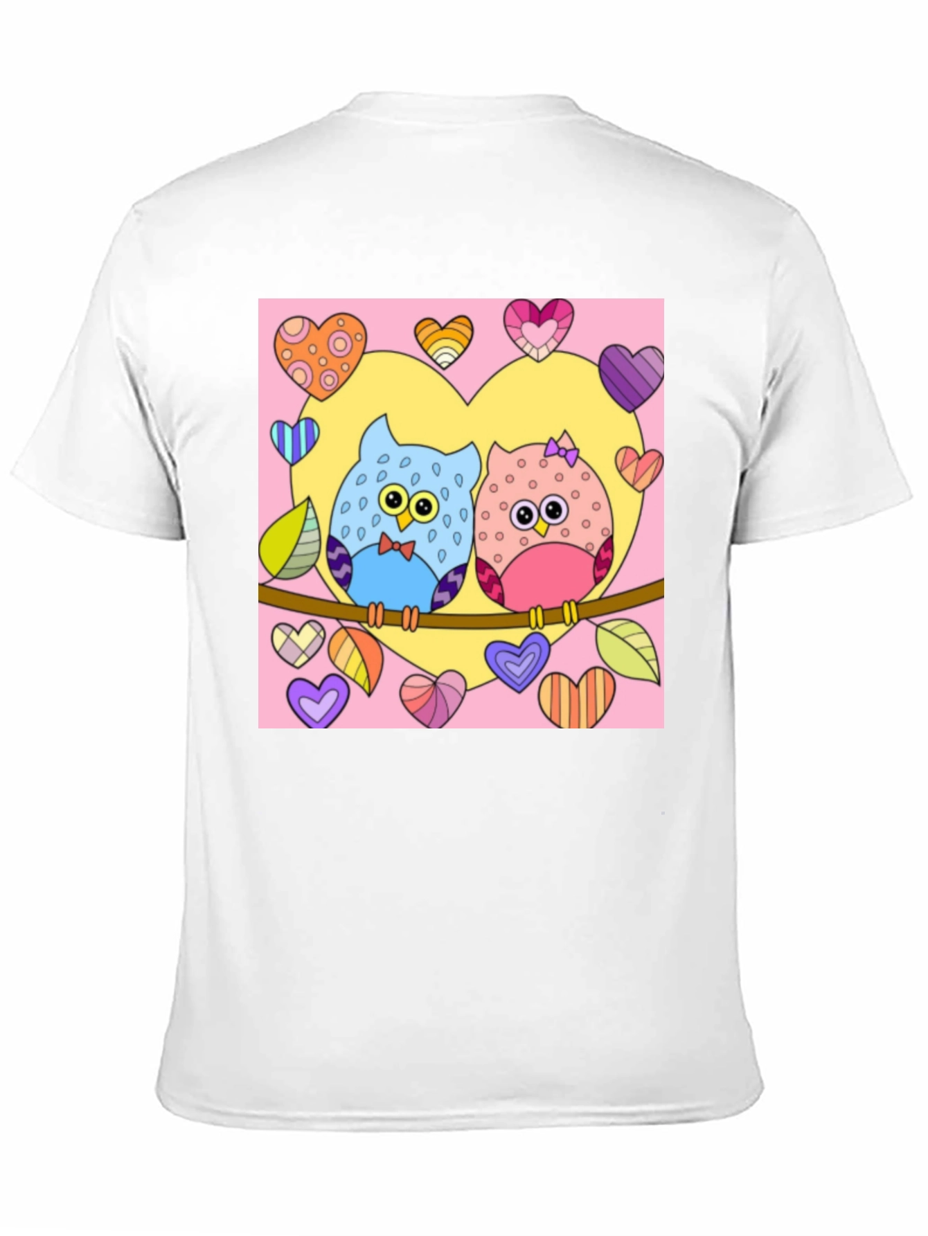 Owl Love T-Shirt: Cute Cartoon Couple with Hearts