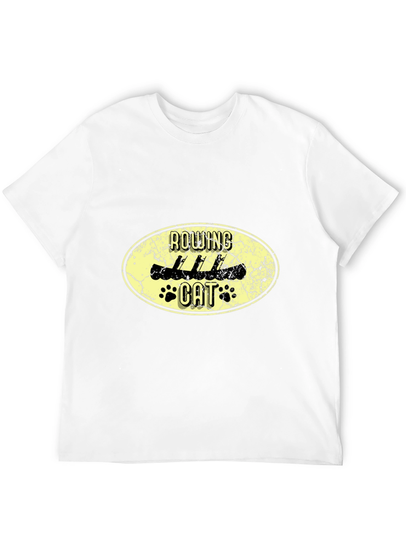 Rowing Cat Graphic Black T-Shirt