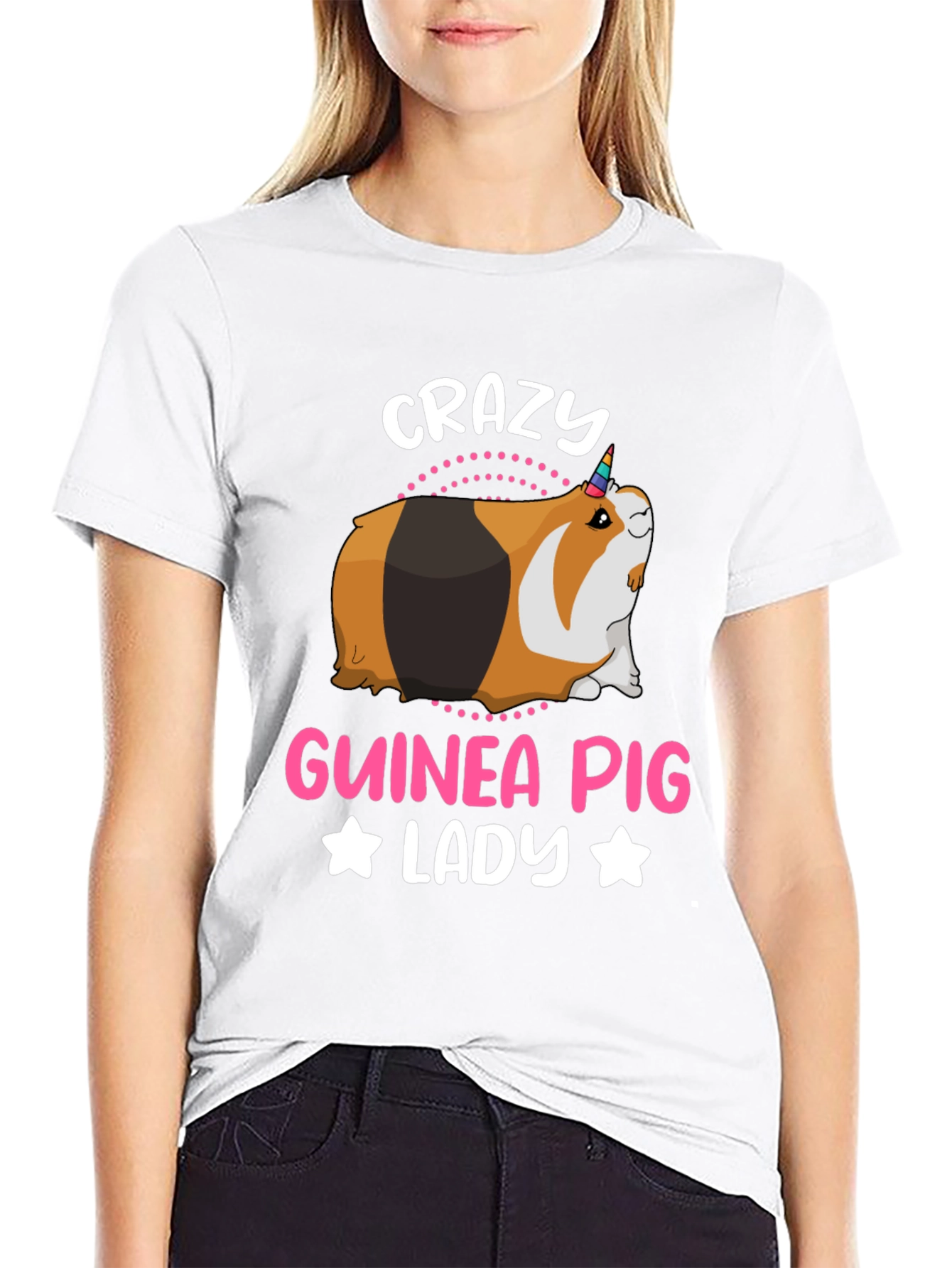 Crazy Guinea Pig Lady T-Shirt - Black
