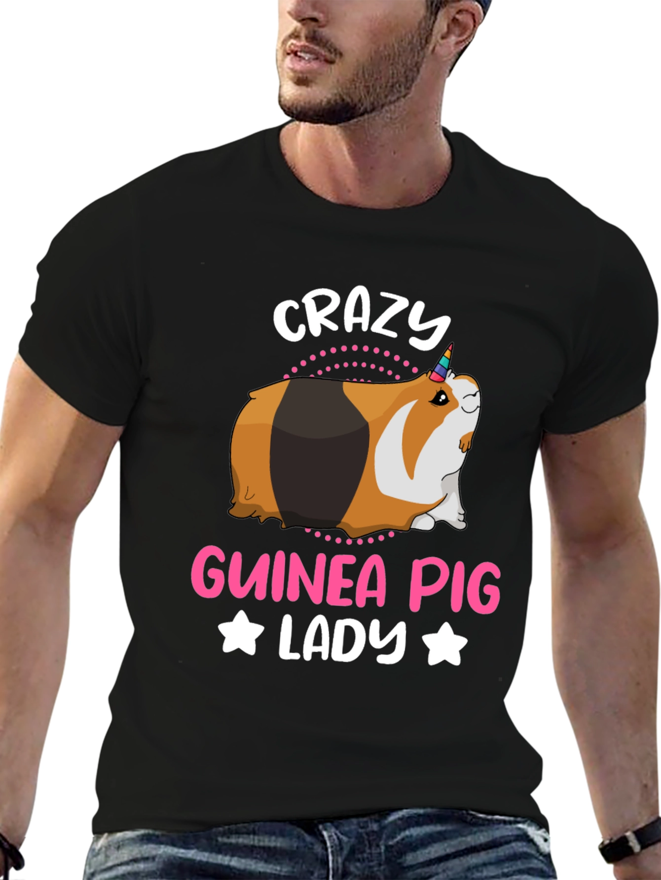 Crazy Guinea Pig Lady T-Shirt - Black