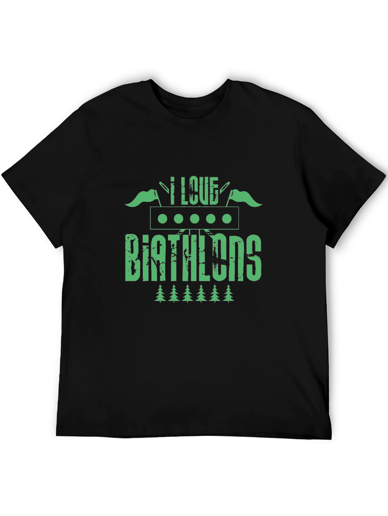 I Love Biathlons T-Shirt - Green Graphic Tee
