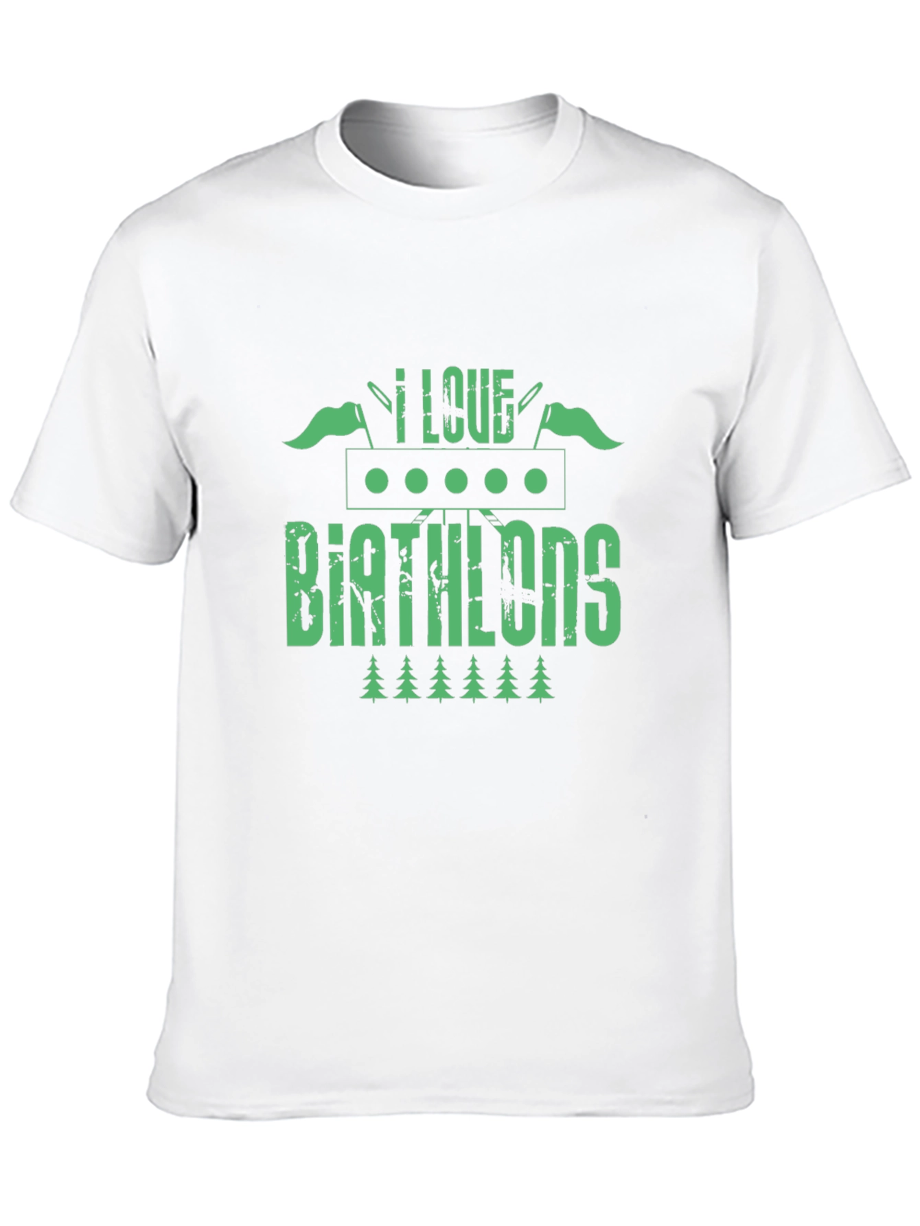 I Love Biathlons T-Shirt - Green Graphic Tee