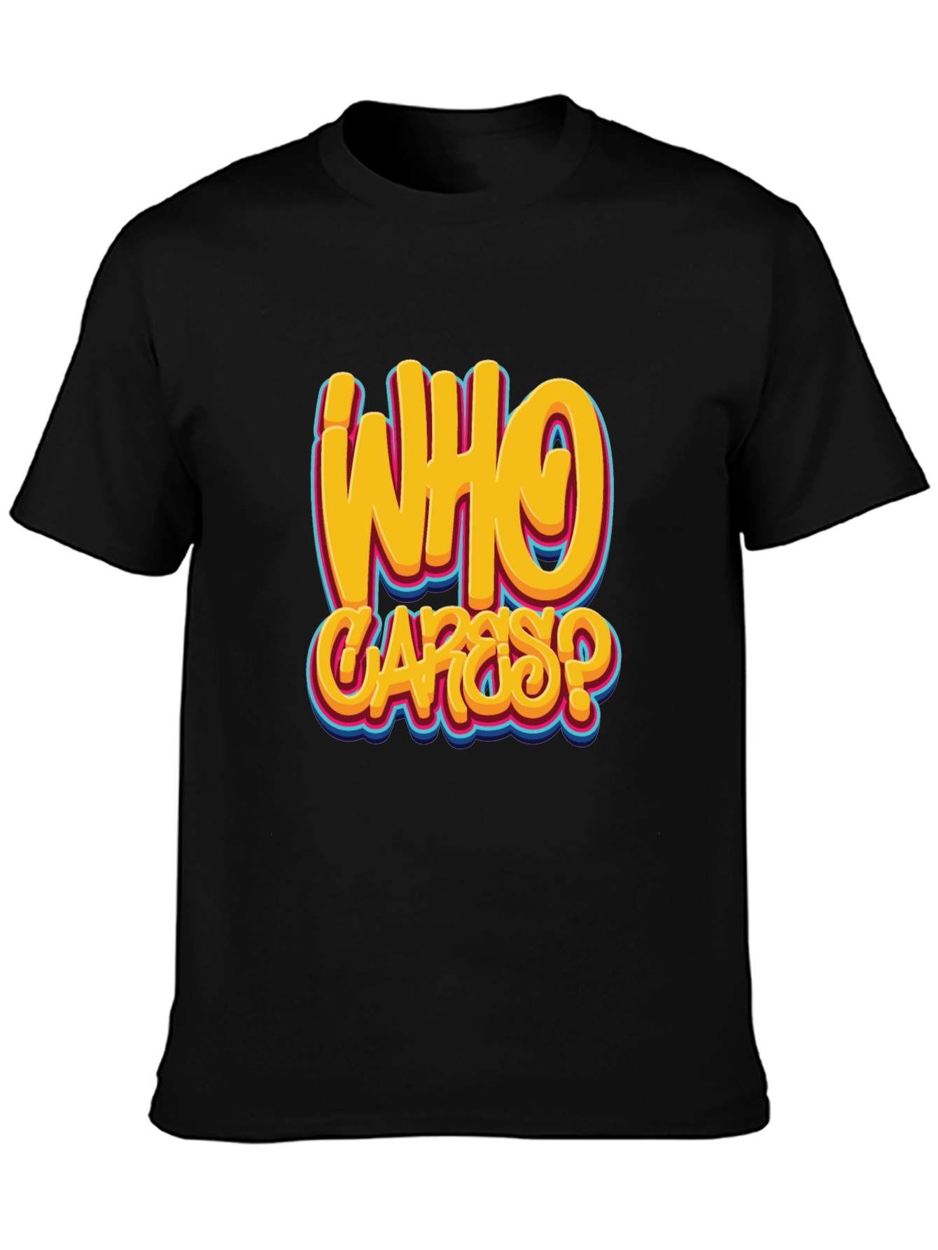 Who Cares? Graphic Print Black T-Shirt
