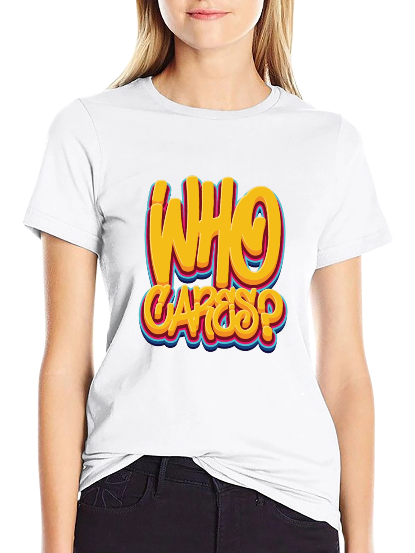 Who Cares? Graphic Print Black T-Shirt