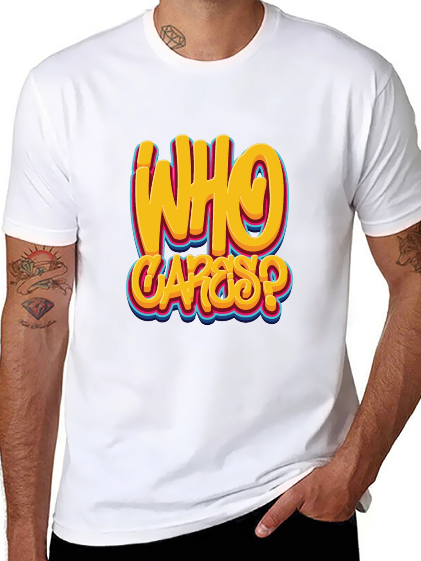Who Cares? Graphic Print Black T-Shirt