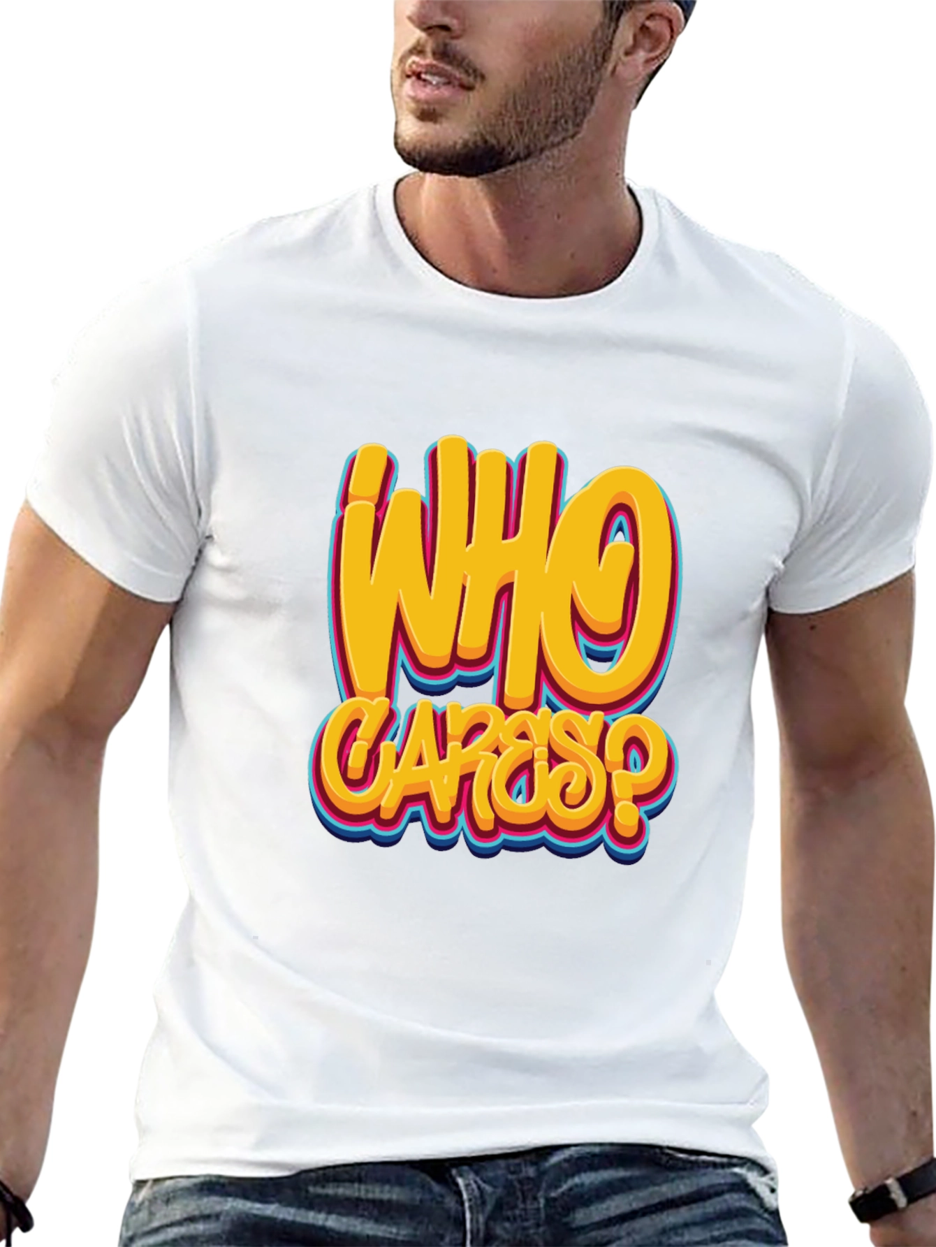 Who Cares? Graphic Print Black T-Shirt