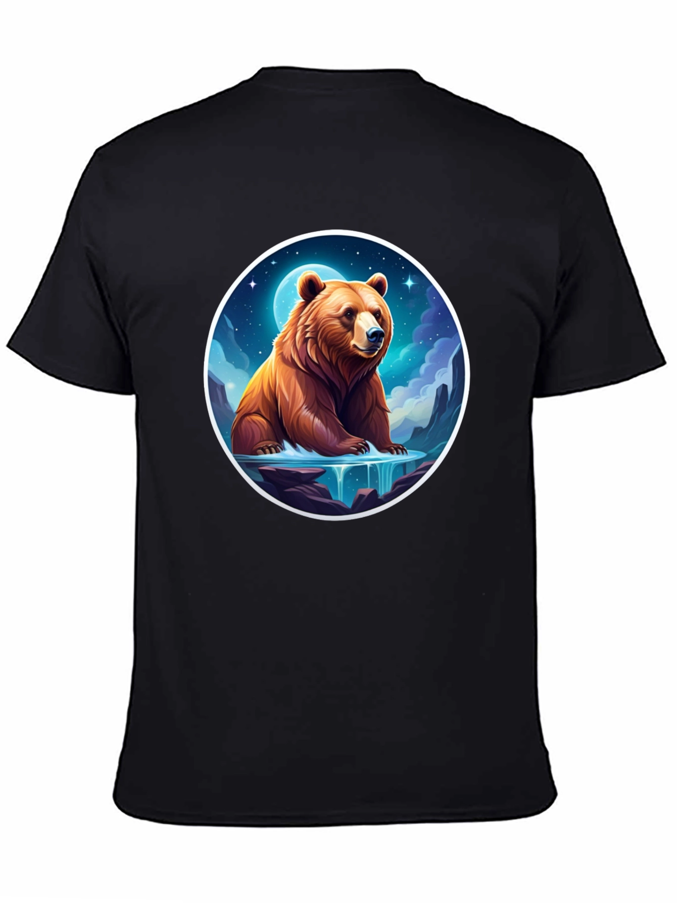 Bear & Moon Graphic Tee - Black