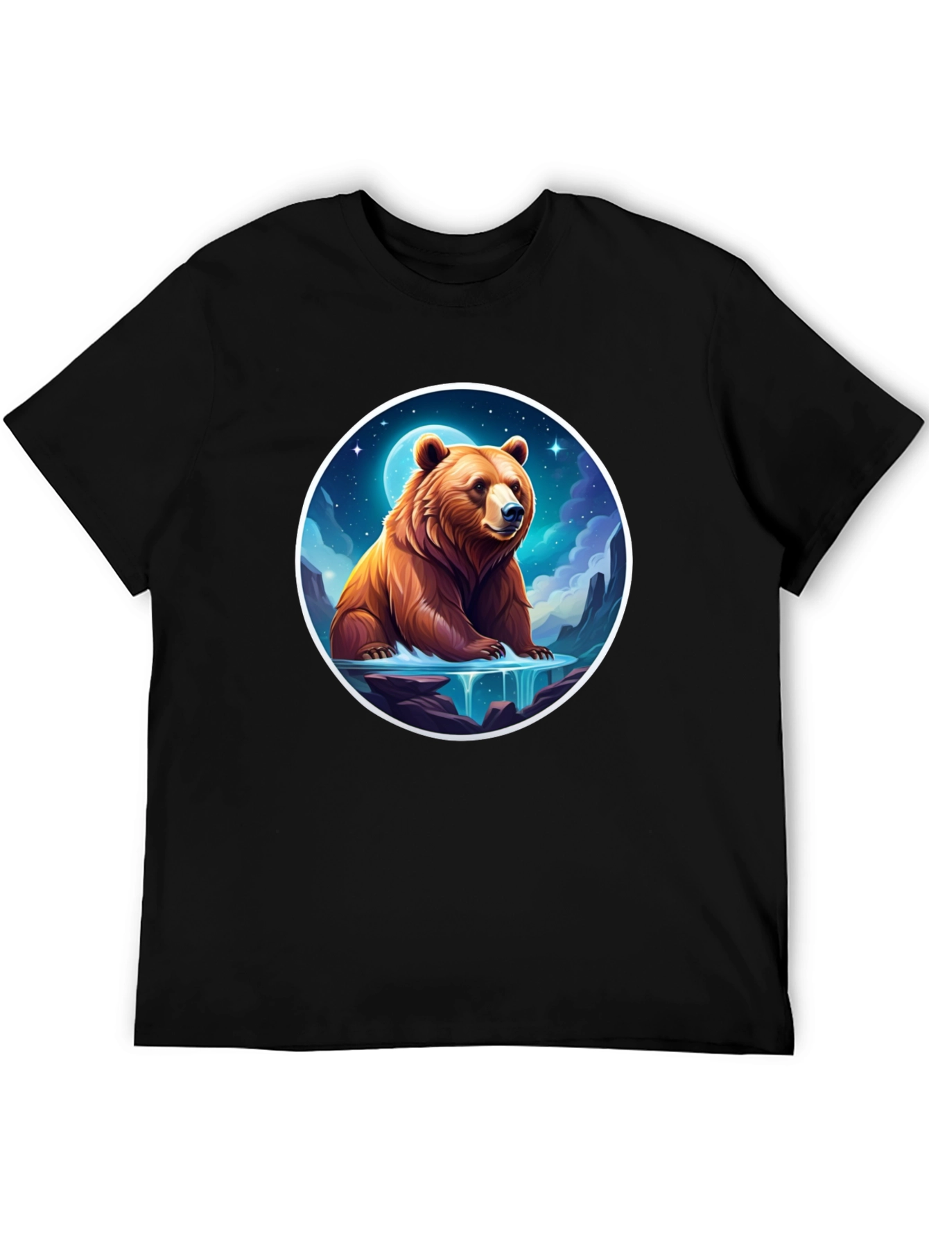 Bear & Moon Graphic Tee - Black