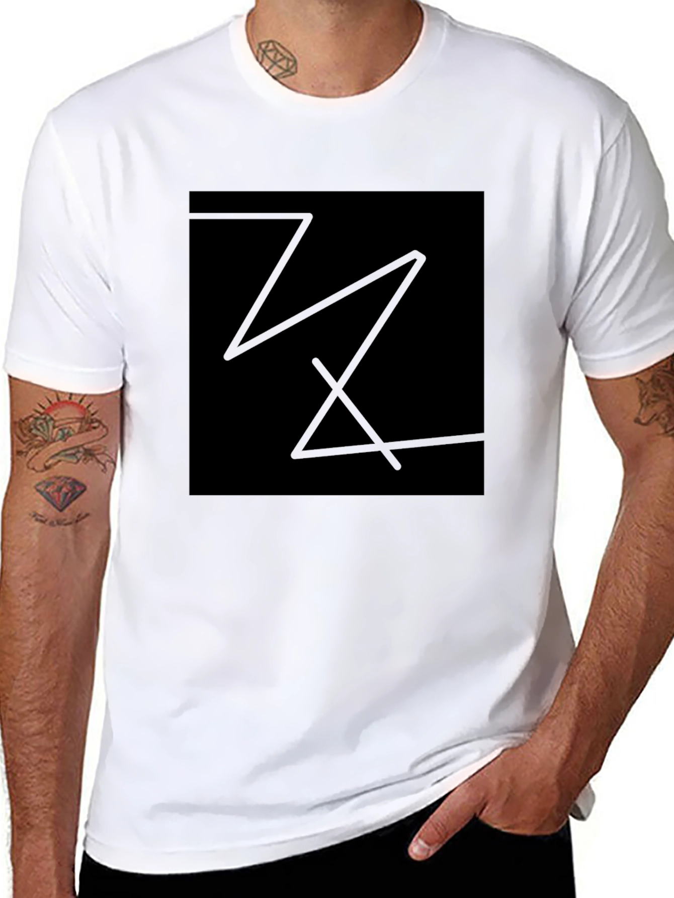 Abstract Graphic Black Tee - Modern Casual Style