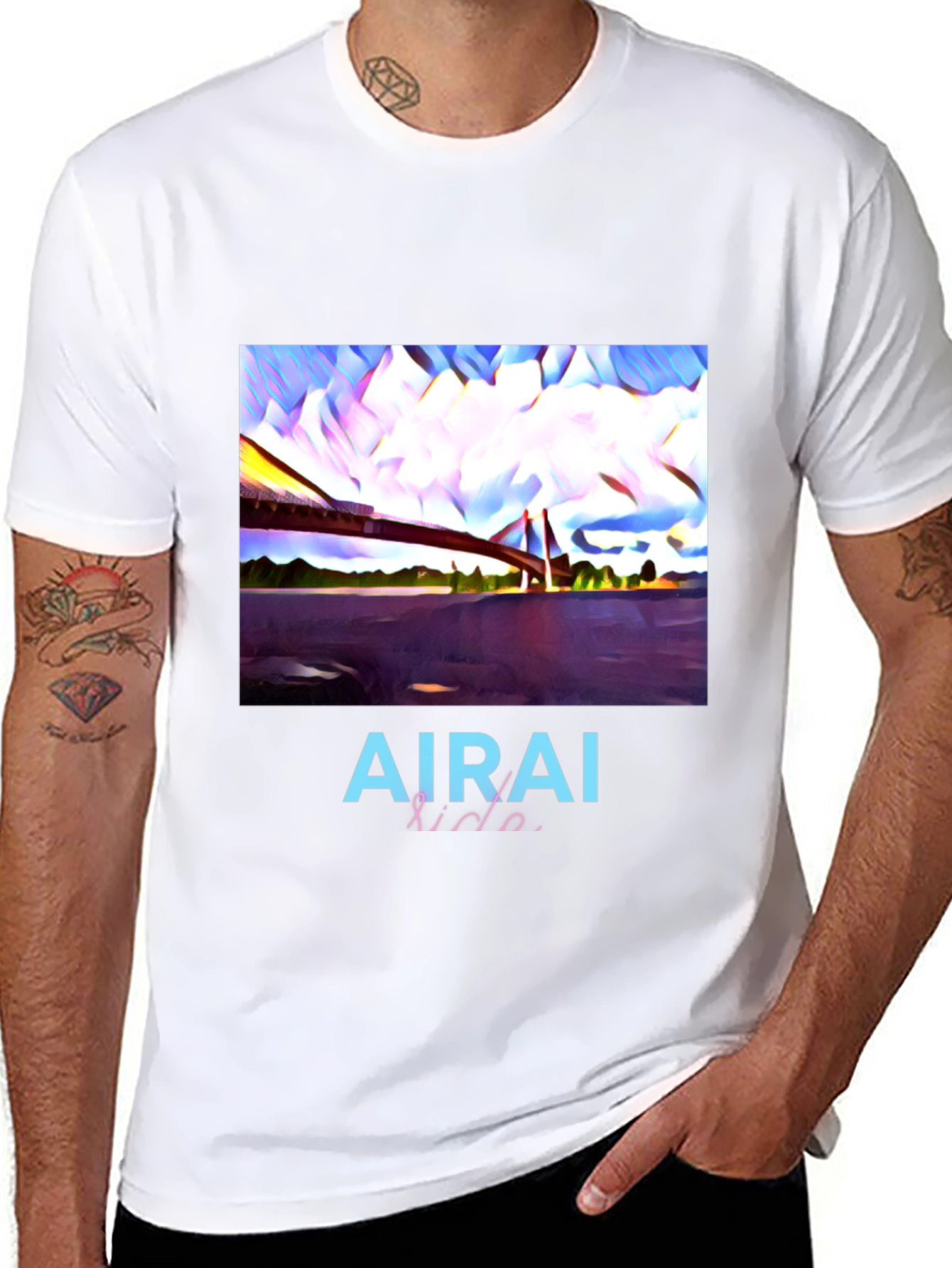 AIRAI Kido Abstract Bridge Black T-Shirt