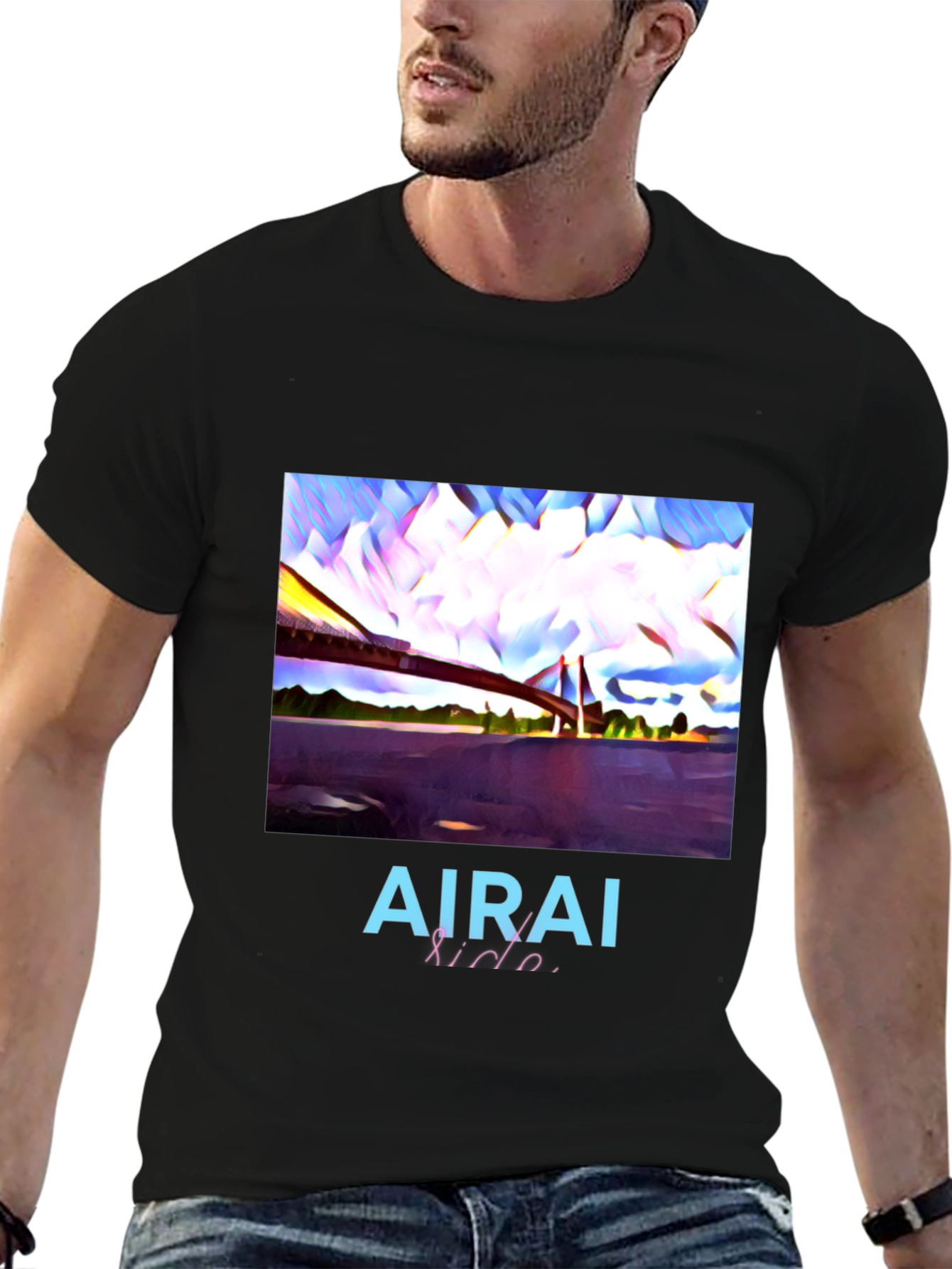 AIRAI Kido Abstract Bridge Black T-Shirt