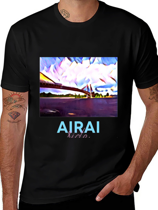 AIRAI Kido Abstract Bridge Black T-Shirt