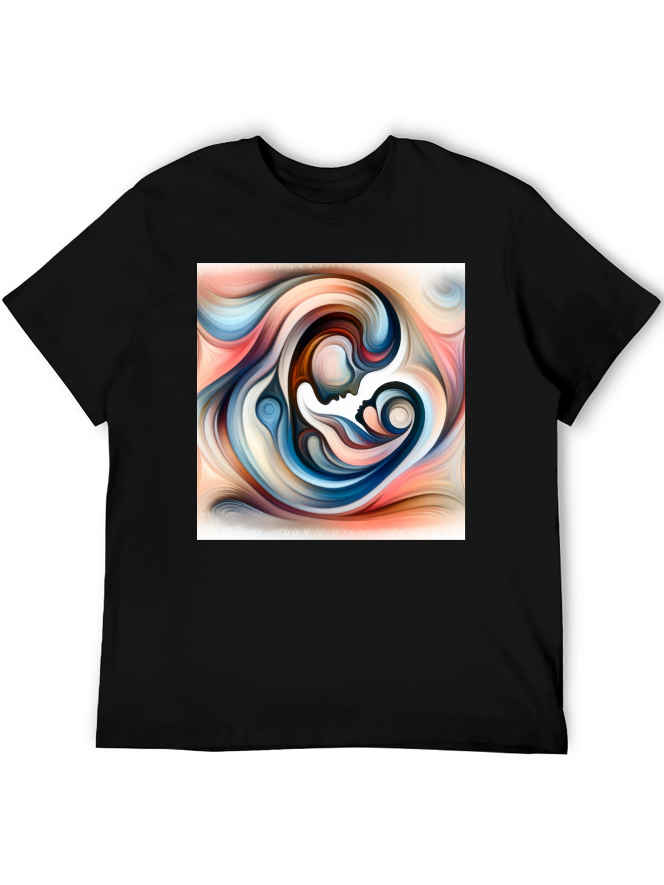 Abstract Mother Child Art T-Shirt - Unisex Black Tee