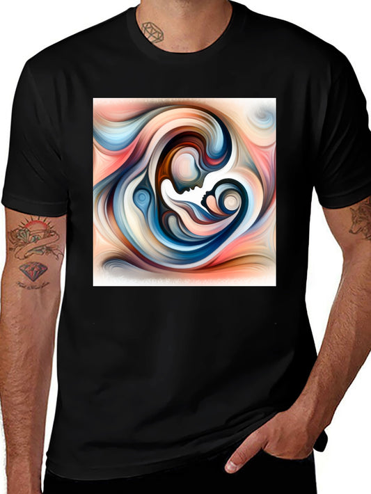 Abstract Mother Child Art T-Shirt - Unisex Black Tee