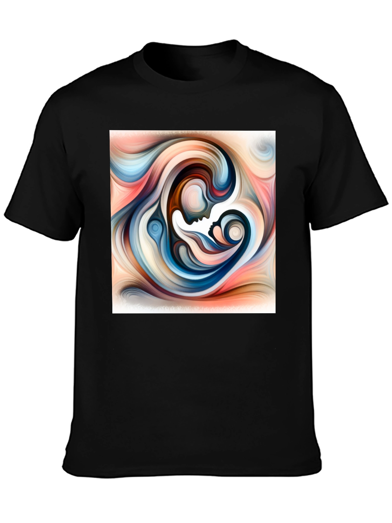 Abstract Mother Child Art T-Shirt - Unisex Black Tee
