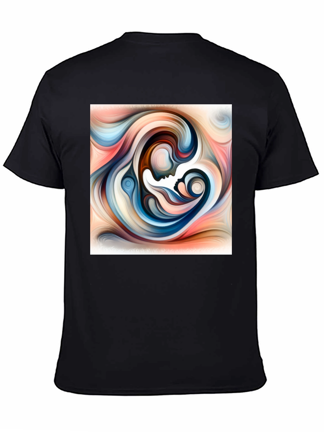 Abstract Mother Child Art T-Shirt - Unisex Black Tee