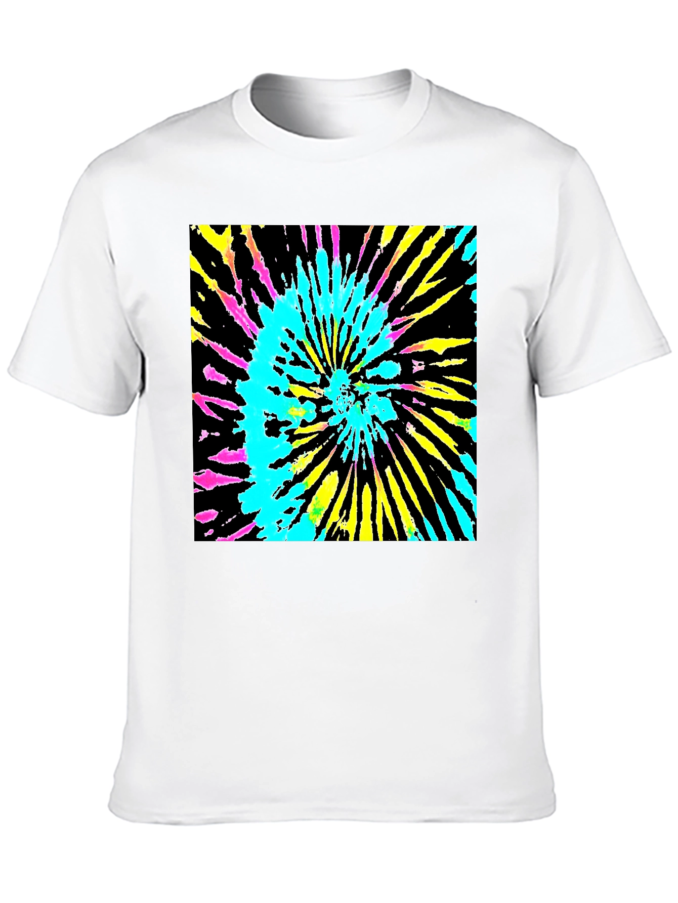 Vibrant Tie-Dye Graphic Tee - Black Cotton