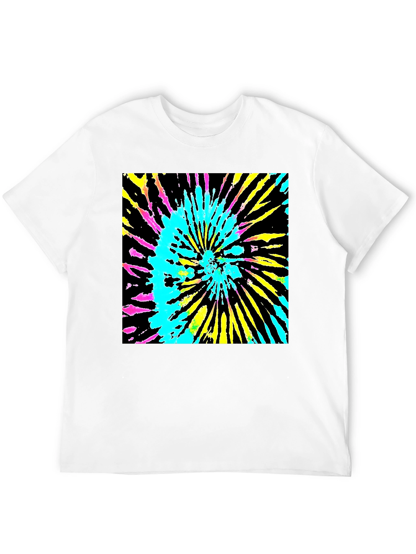 Vibrant Tie-Dye Graphic Tee - Black Cotton