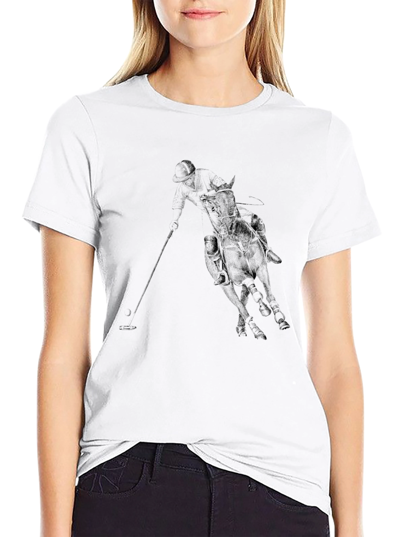 Black Polo Player Graphic Tee - Classic Style