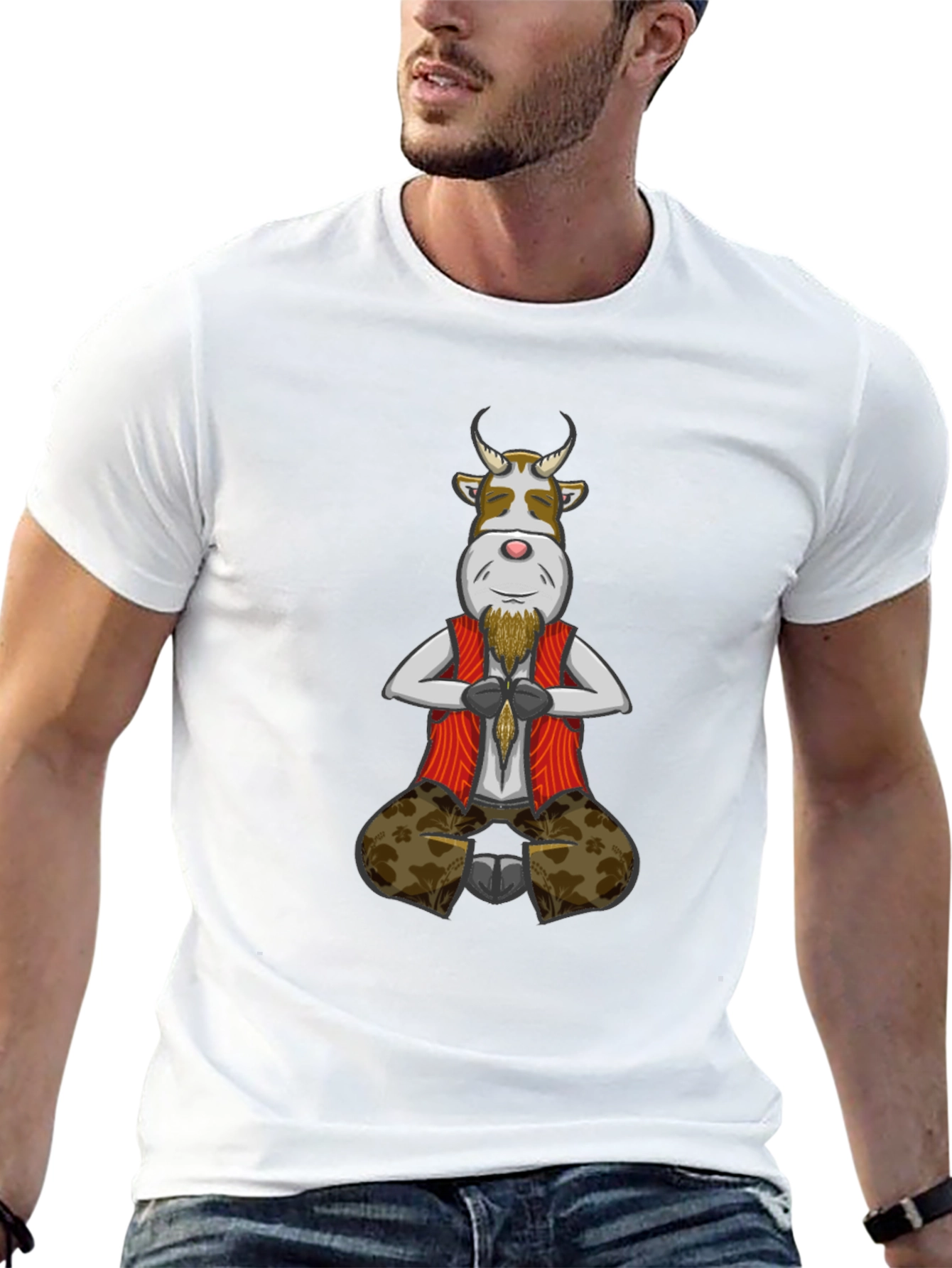 Zen Cow T-Shirt - Meditating Bull Design