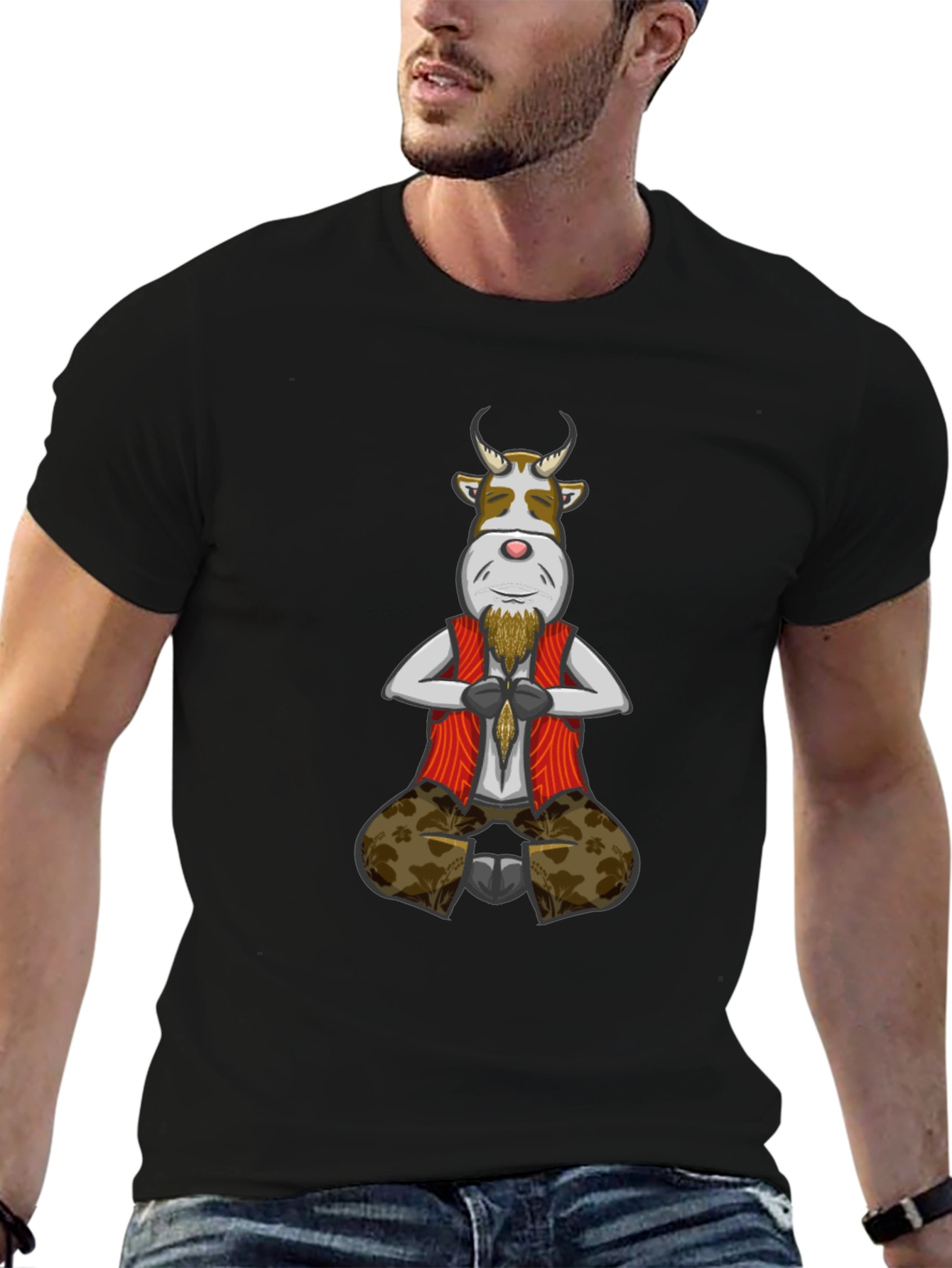 Zen Cow T-Shirt - Meditating Bull Design