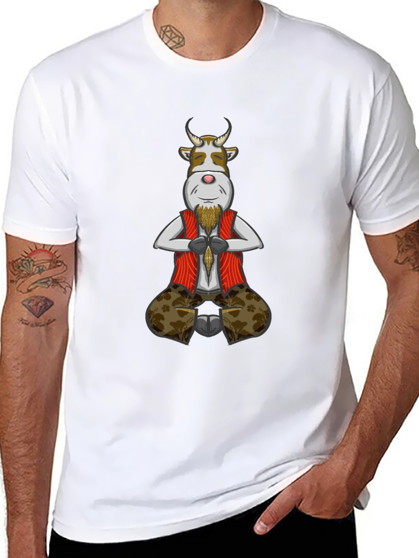 Zen Cow T-Shirt - Meditating Bull Design