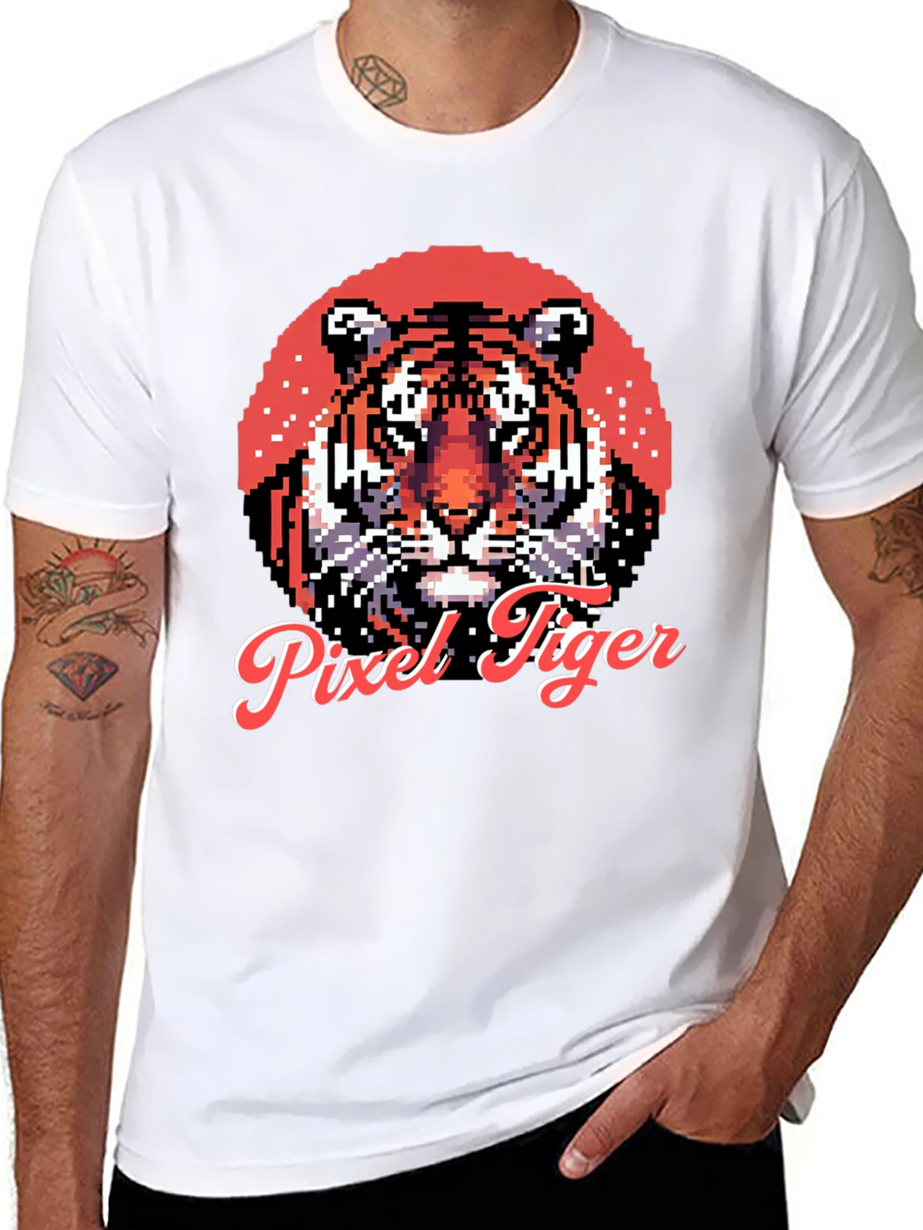 Pixel Tiger Graphic Tee - Cool Retro Style
