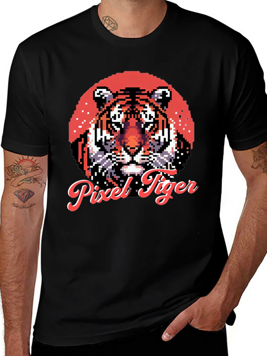 Pixel Tiger Graphic Tee - Cool Retro Style