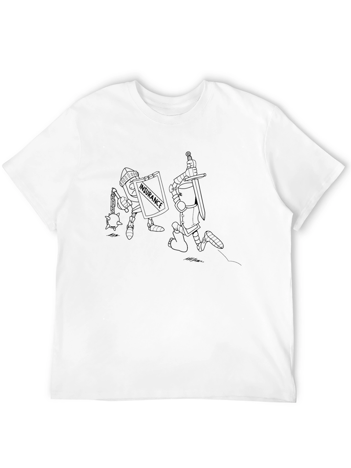 Humorous Insurance Knight Black T-Shirt