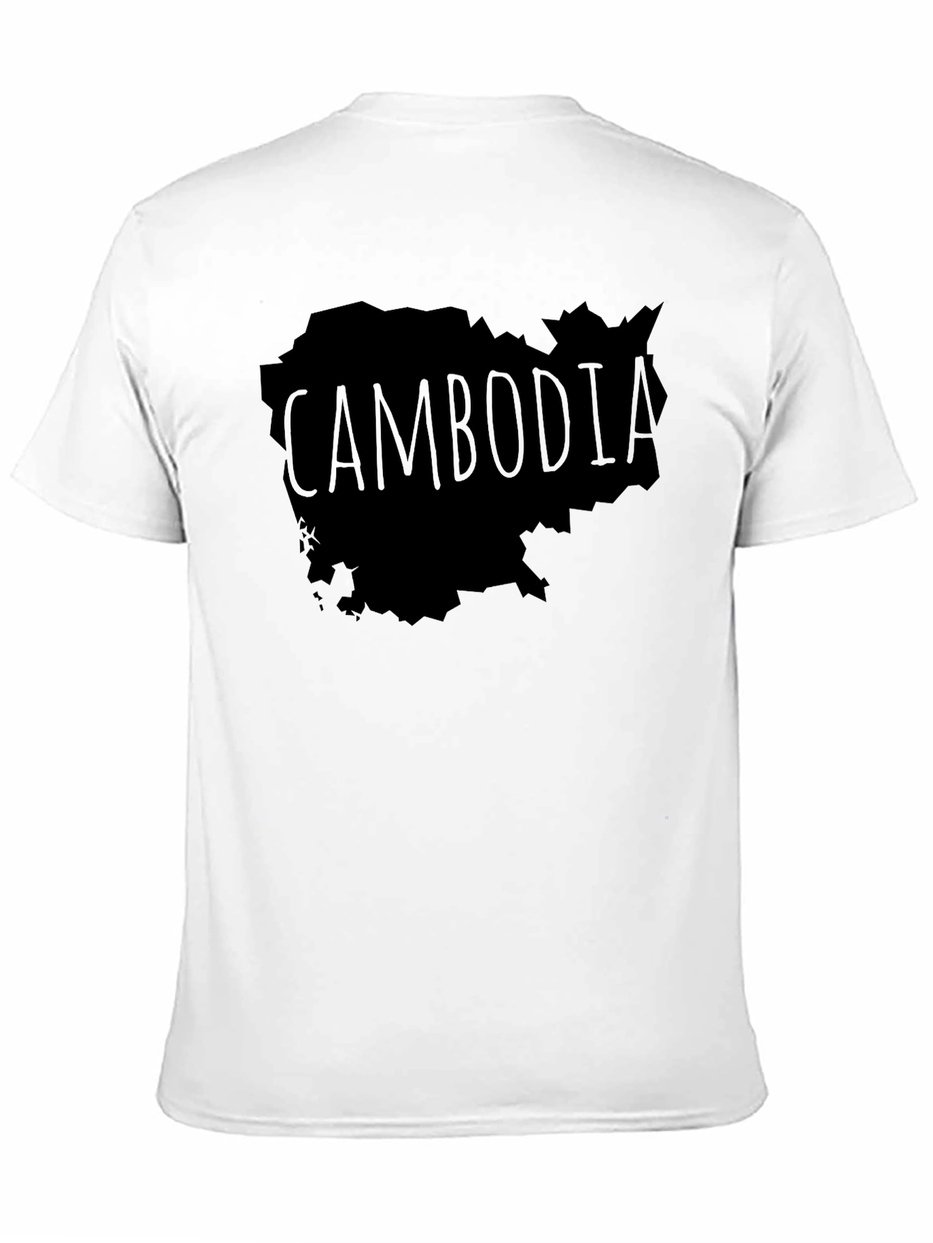 Cambodia Map Graphic Tee - Black Crew Neck T-Shirt