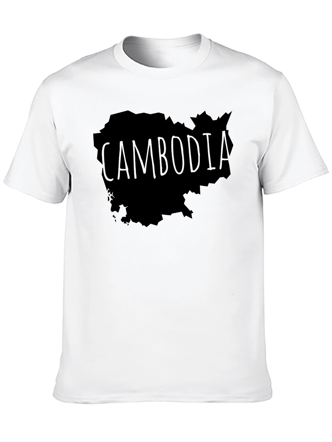 Cambodia Map Graphic Tee - Black Crew Neck T-Shirt