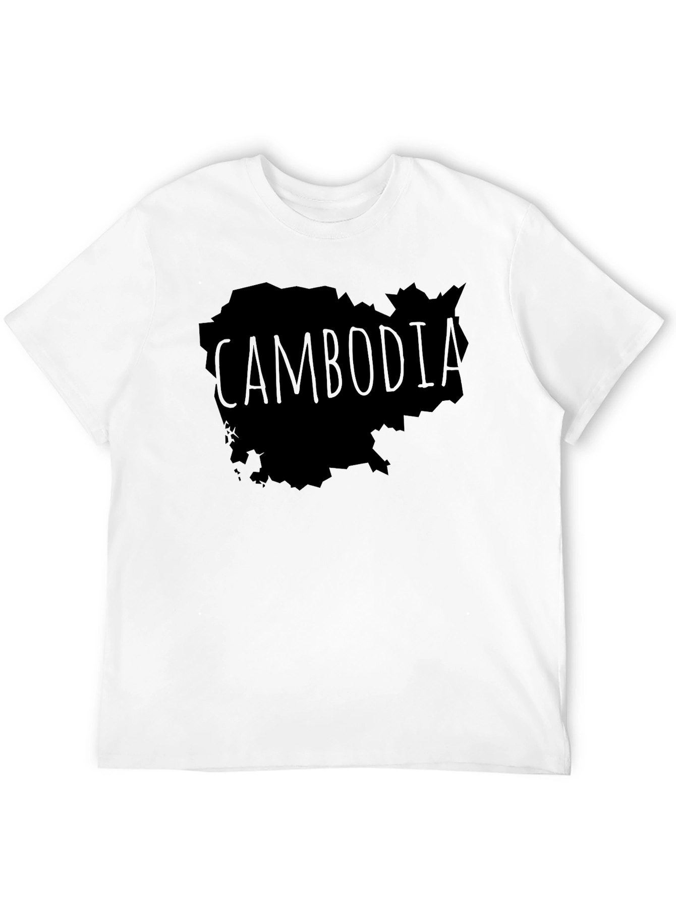 Cambodia Map Graphic Tee - Black Crew Neck T-Shirt