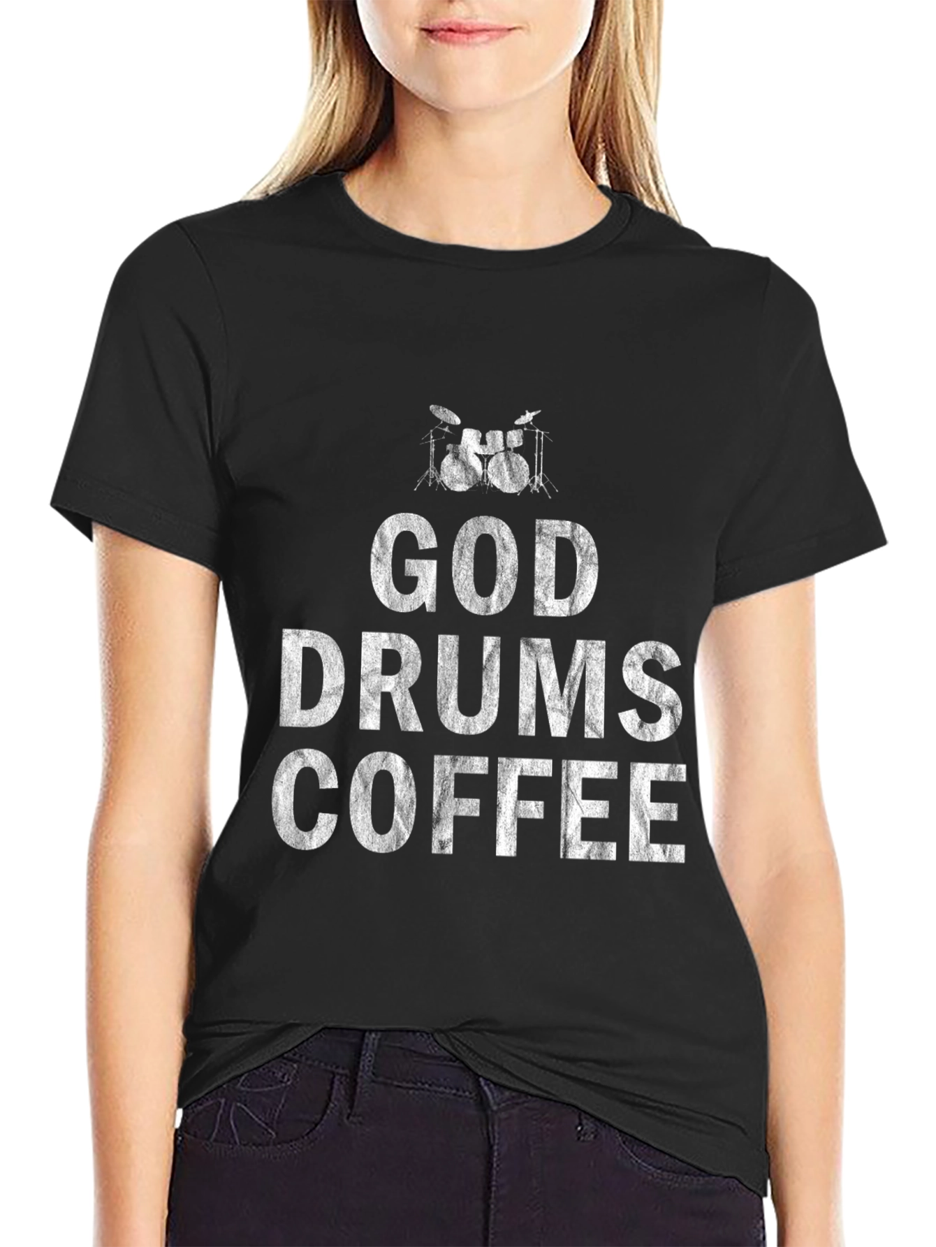 God Drums Coffee Black T-Shirt