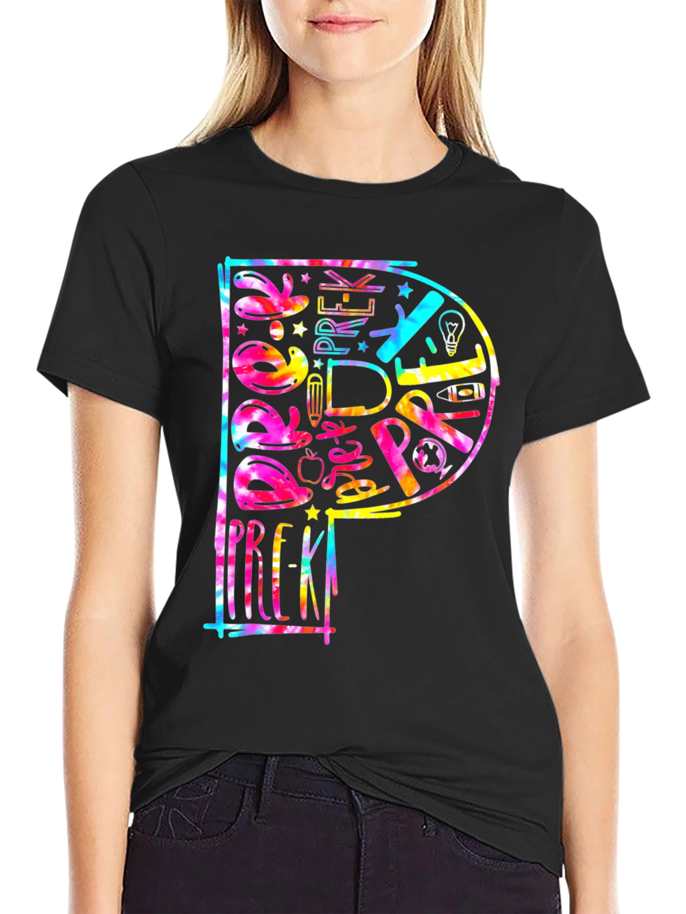 Pre-K Teacher Tie Dye Graphic T-Shirt