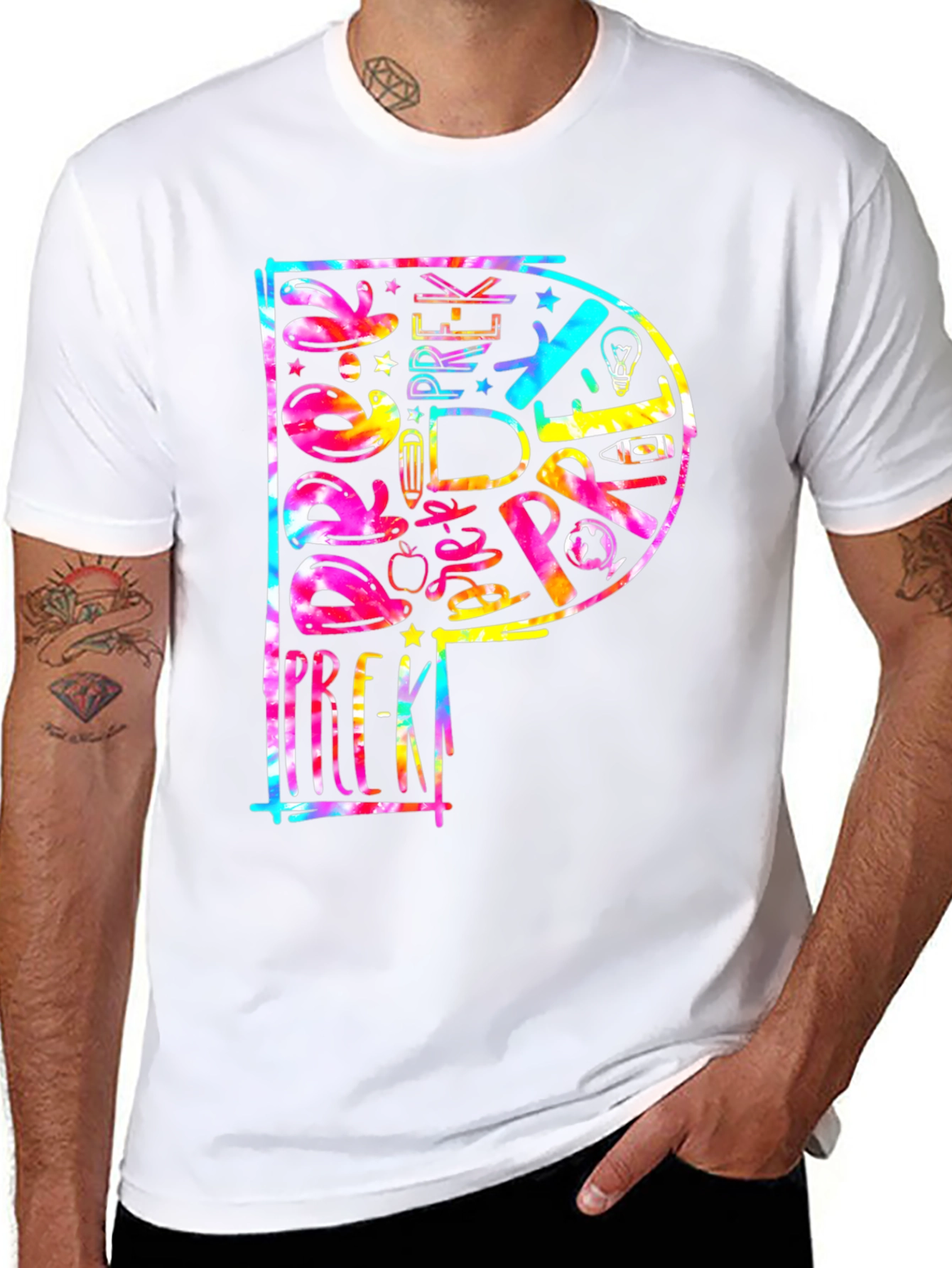 Pre-K Teacher Tie Dye Graphic T-Shirt