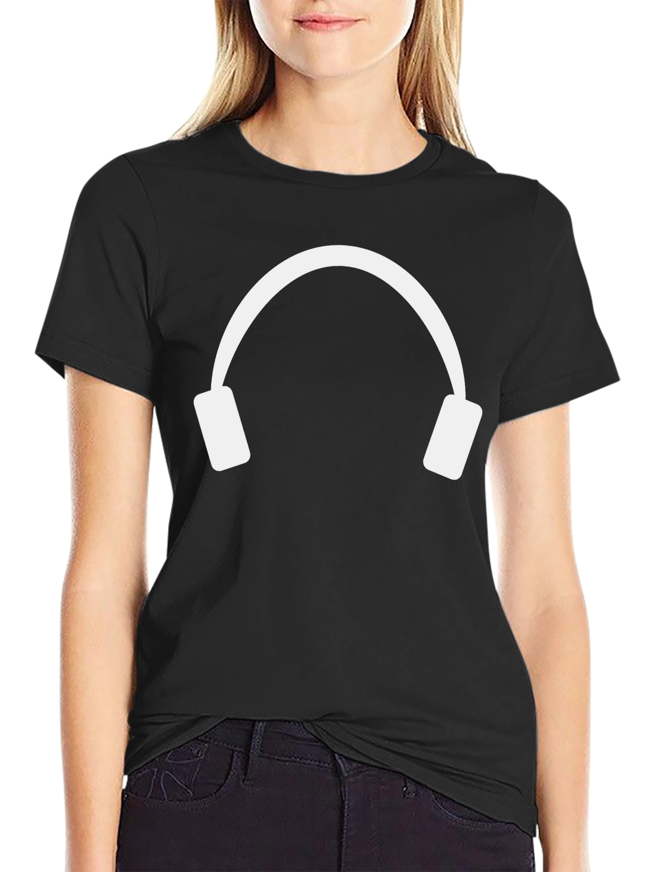 Minimalist Headphones Graphic Tee - Black