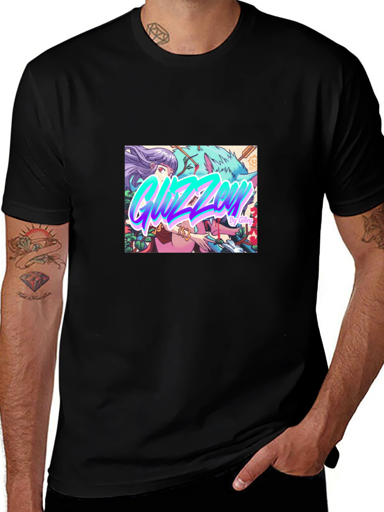 Guzzen Anime Art Black T-Shirt