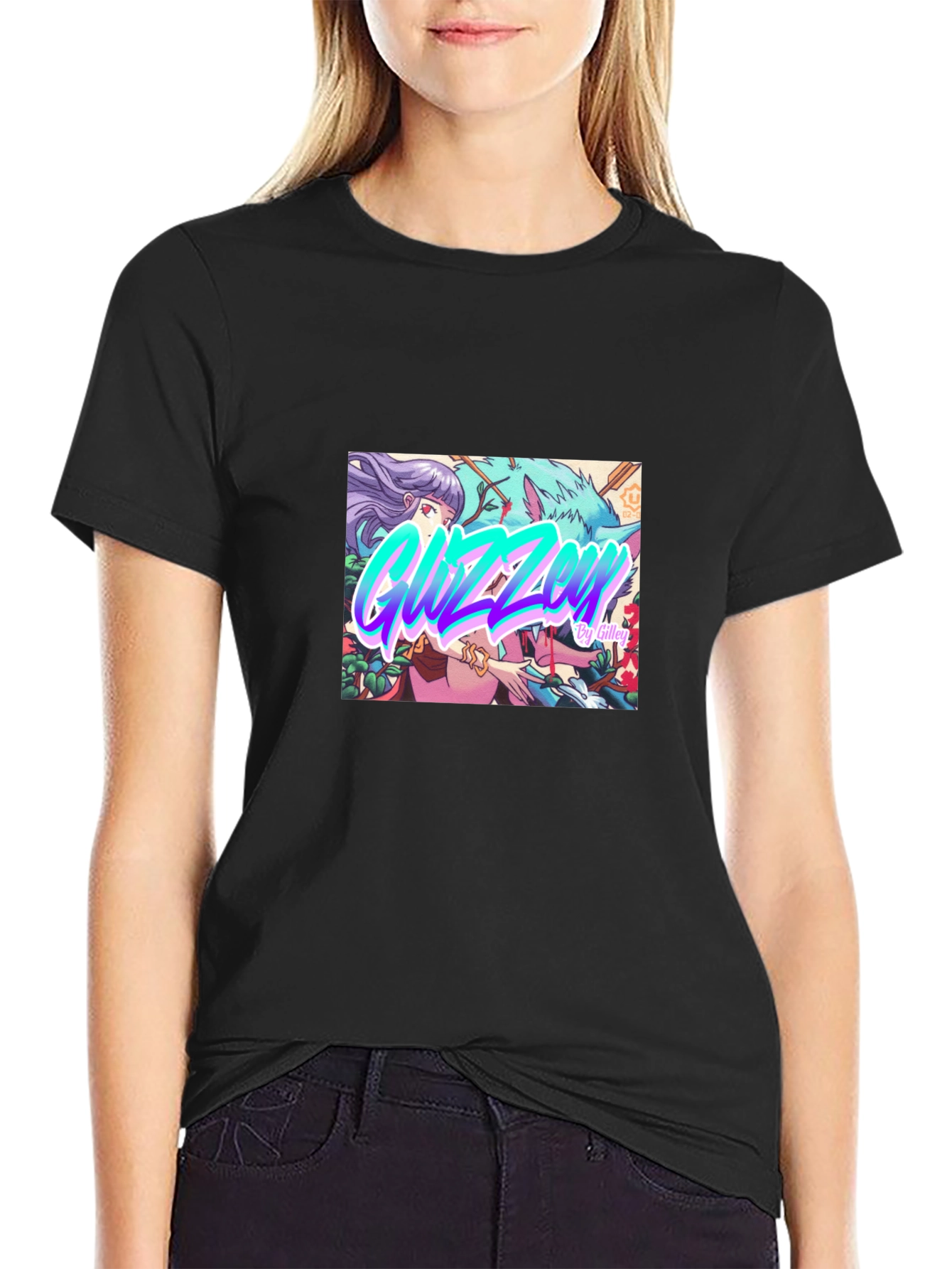Guzzen Anime Art Black T-Shirt