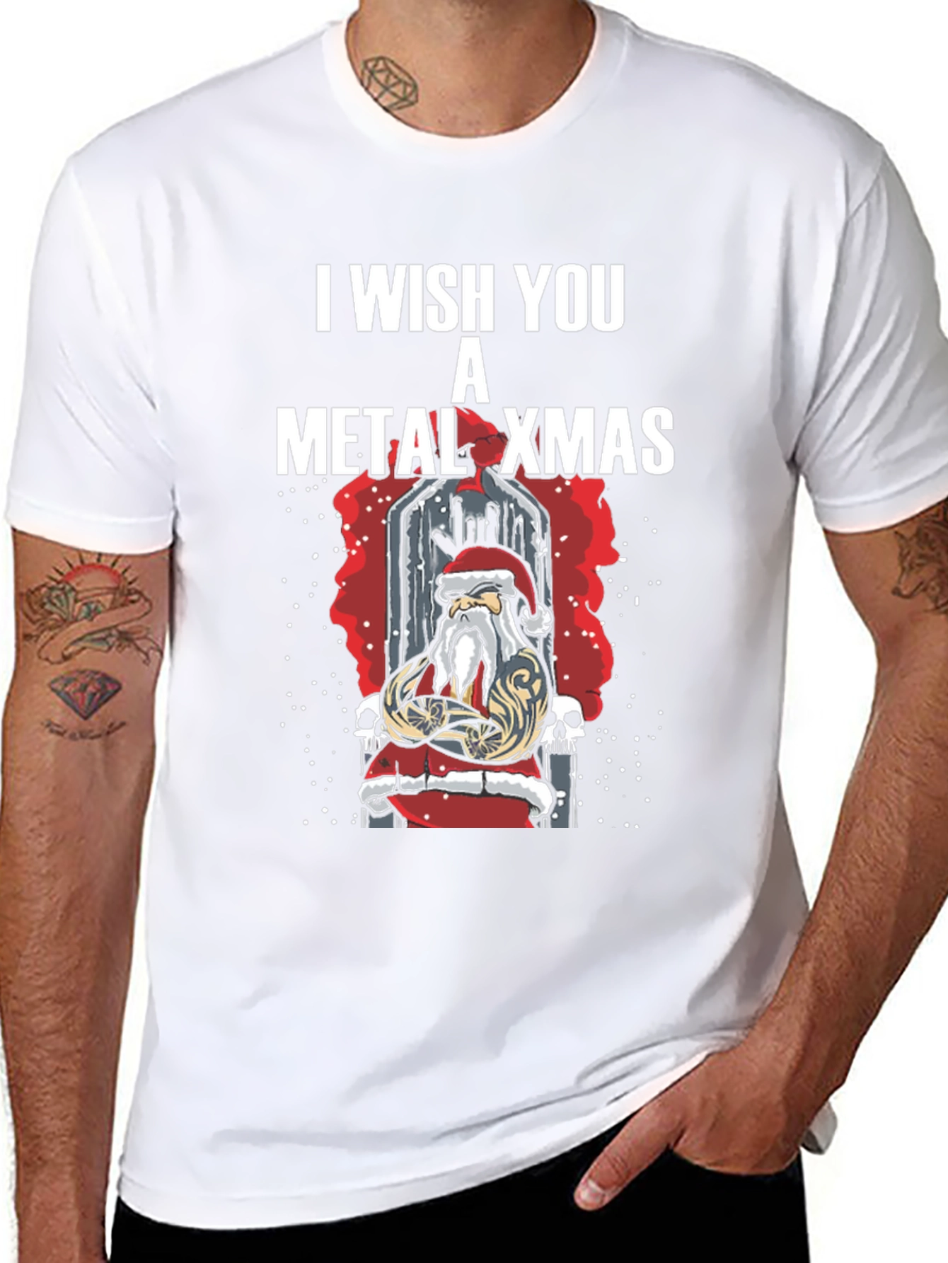 Metal Xmas T-Shirt - Heavy Santa Claus Design