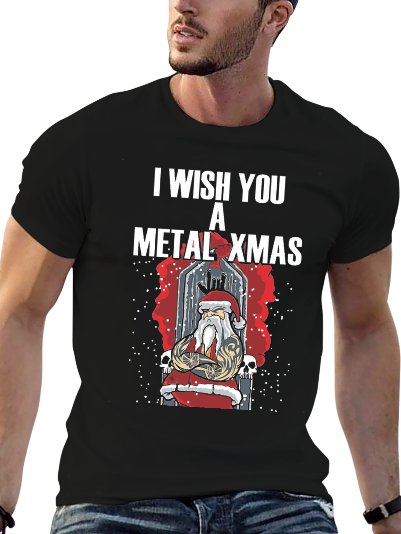 Metal Xmas T-Shirt - Heavy Santa Claus Design