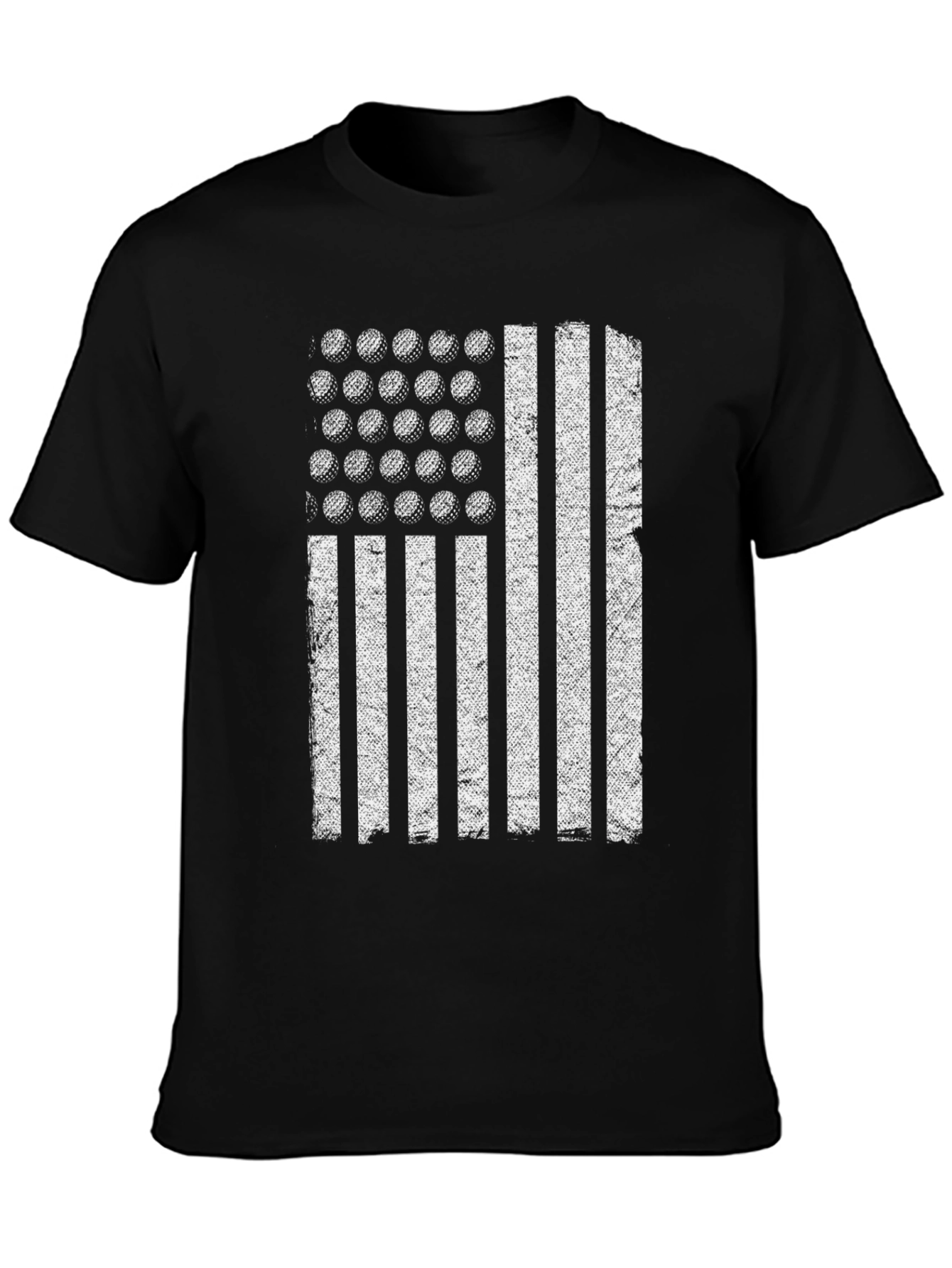 Golf Ball Flag Graphic Tee - Black Casual T-Shirt