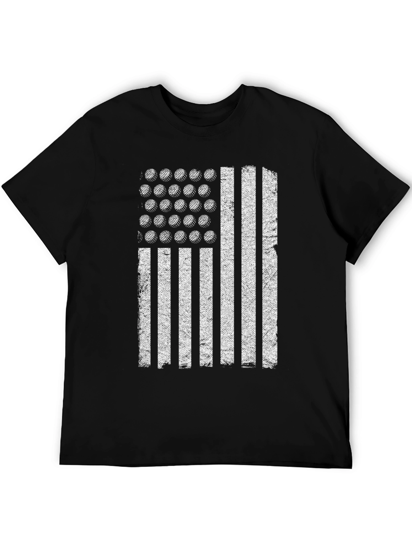 Golf Ball Flag Graphic Tee - Black Casual T-Shirt