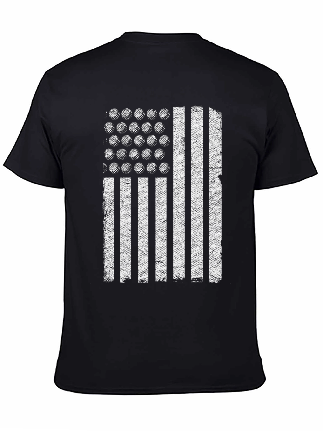 Golf Ball Flag Graphic Tee - Black Casual T-Shirt