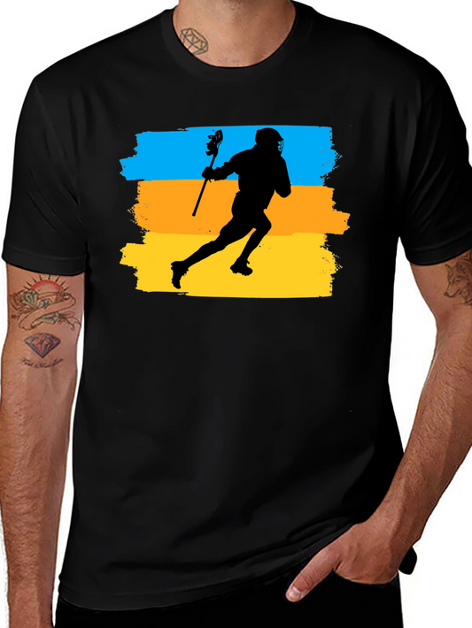 Lacrosse Player T-Shirt - Ukraine Colors Graphic Tee