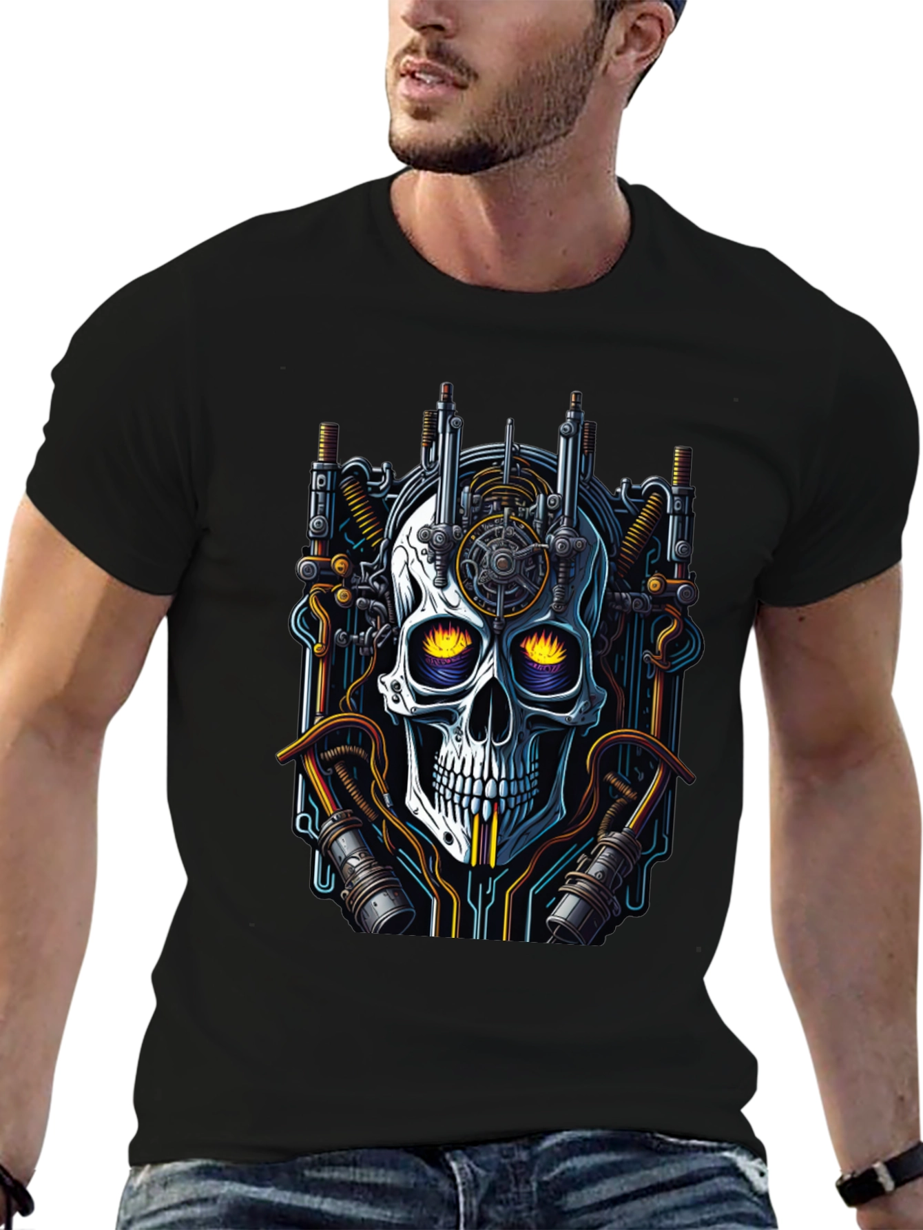 Cyberpunk Skull Graphic Tee - Unique Techwear Style
